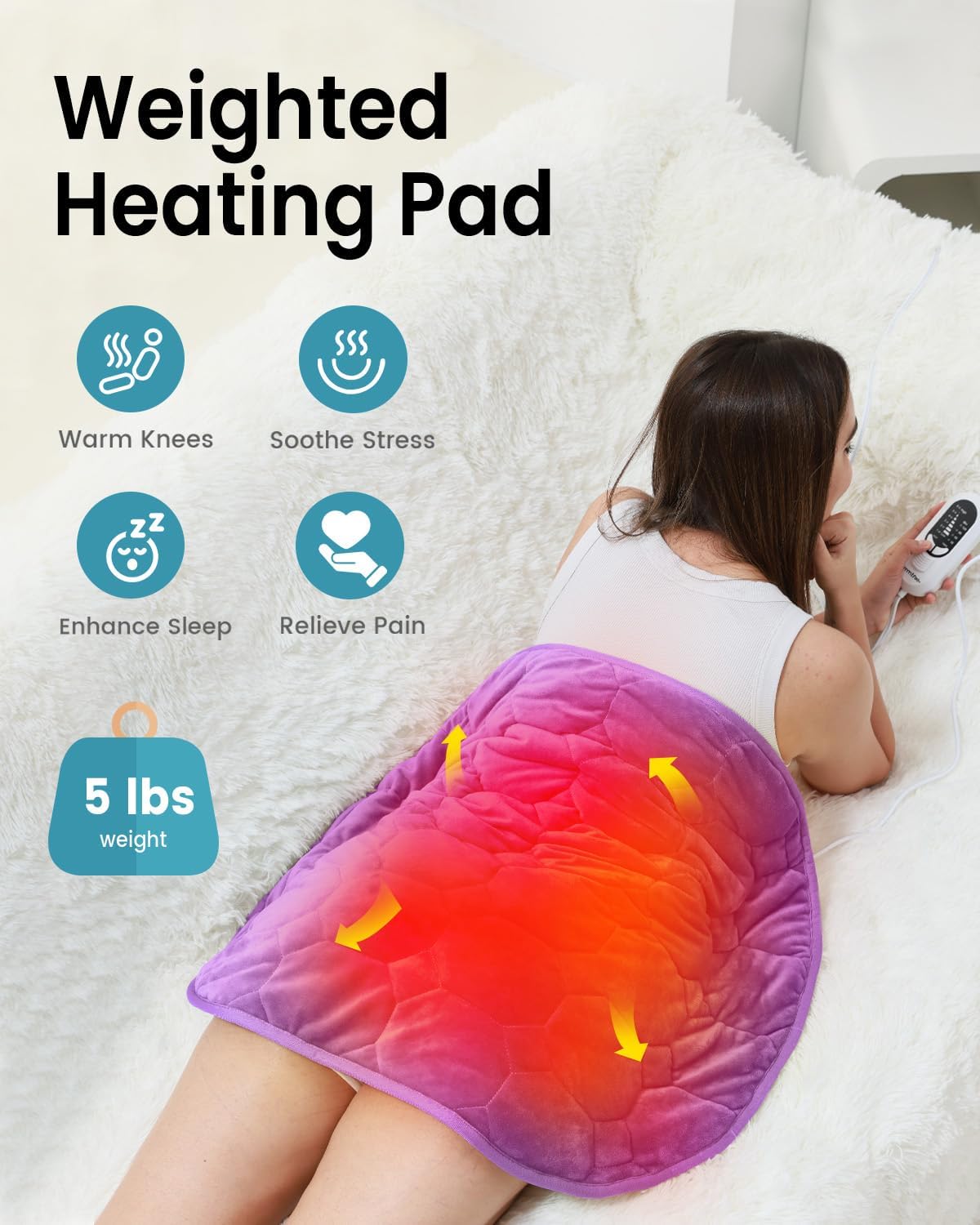 immtree Weighted Heating Pad for Deeper Pain Relief, 5lbs XXXL Size(29x24) with Fast Heat Technology, Heated Blankets for Adults, Relief for Back and Shoulder and Knee, Christmas Gifts for Women