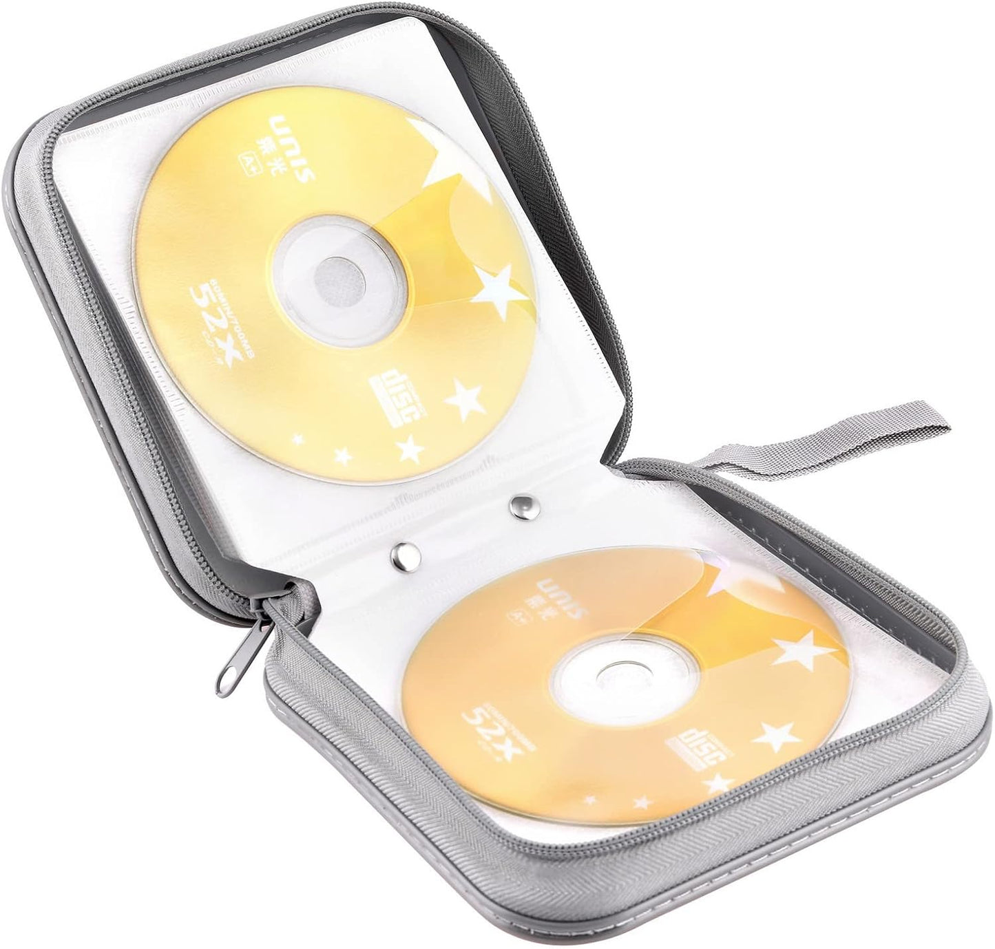 CD Case, DVD Case Wallet Holder Binder 48 Capacity CD/DVD Cases Storage Holder Binder Organizer Wallet Book for Car Home Travel (Silver)