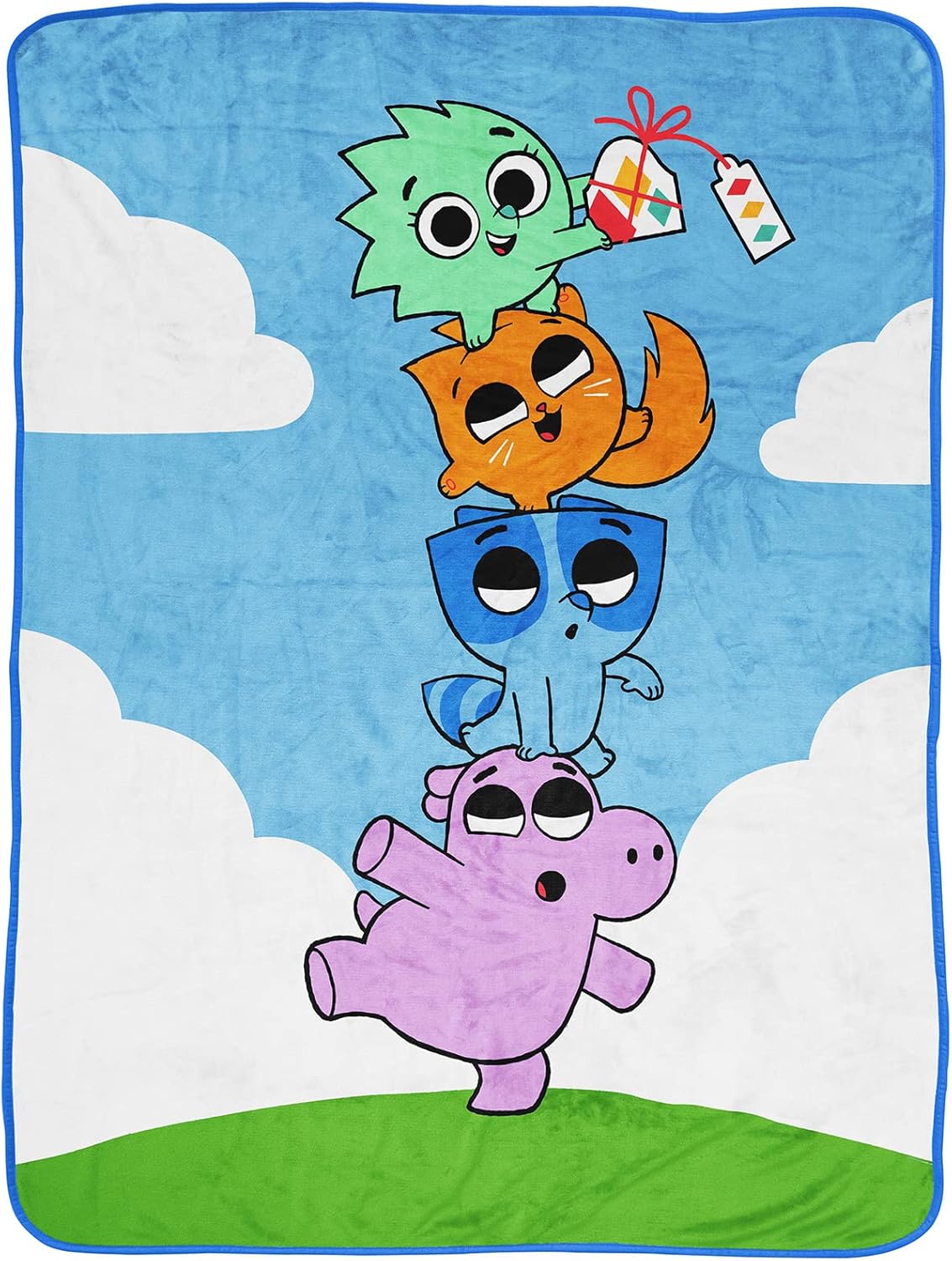 Jay Franco Pikwik Pack Animal Friends Blue Throw Blanket - Measures 46 x 60 inches, Kids Bedding - Soft & Cozy Fleece