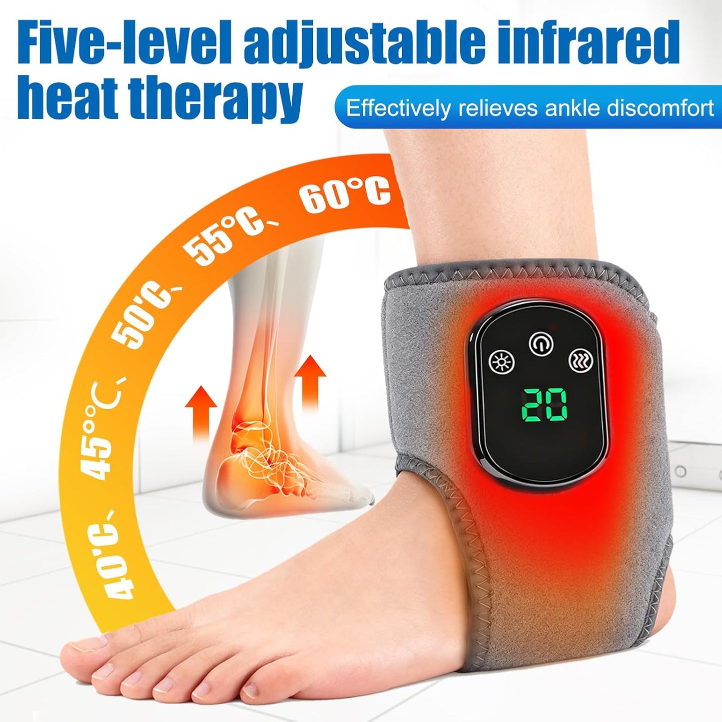 Foot Massager,Wireless 3 in 1 Foot Revive Massager with 3 Vibration Mode,5 Heat Leavel for Both Father and Mother, Wireless & Portable (Gray 2pcs)