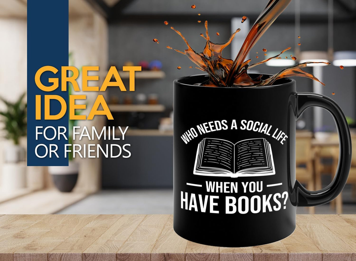 Book Lover Coffee Mug 11oz Black -Who needs a - Bookworm Literature Library Book Lover Reader Booked Editor Intellectual Studious