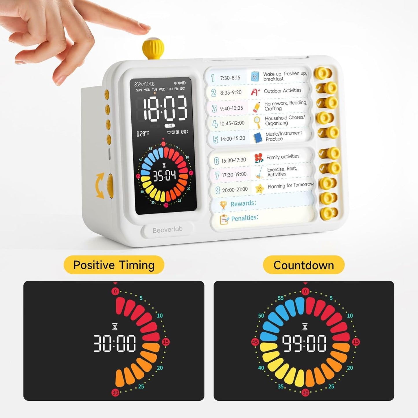 Visual Timer for Kids Adults, ADHD Timer with Planning Board for Schedules, Task Timer Toddler Visual Timer Silent Time Timer for Home Classroom
