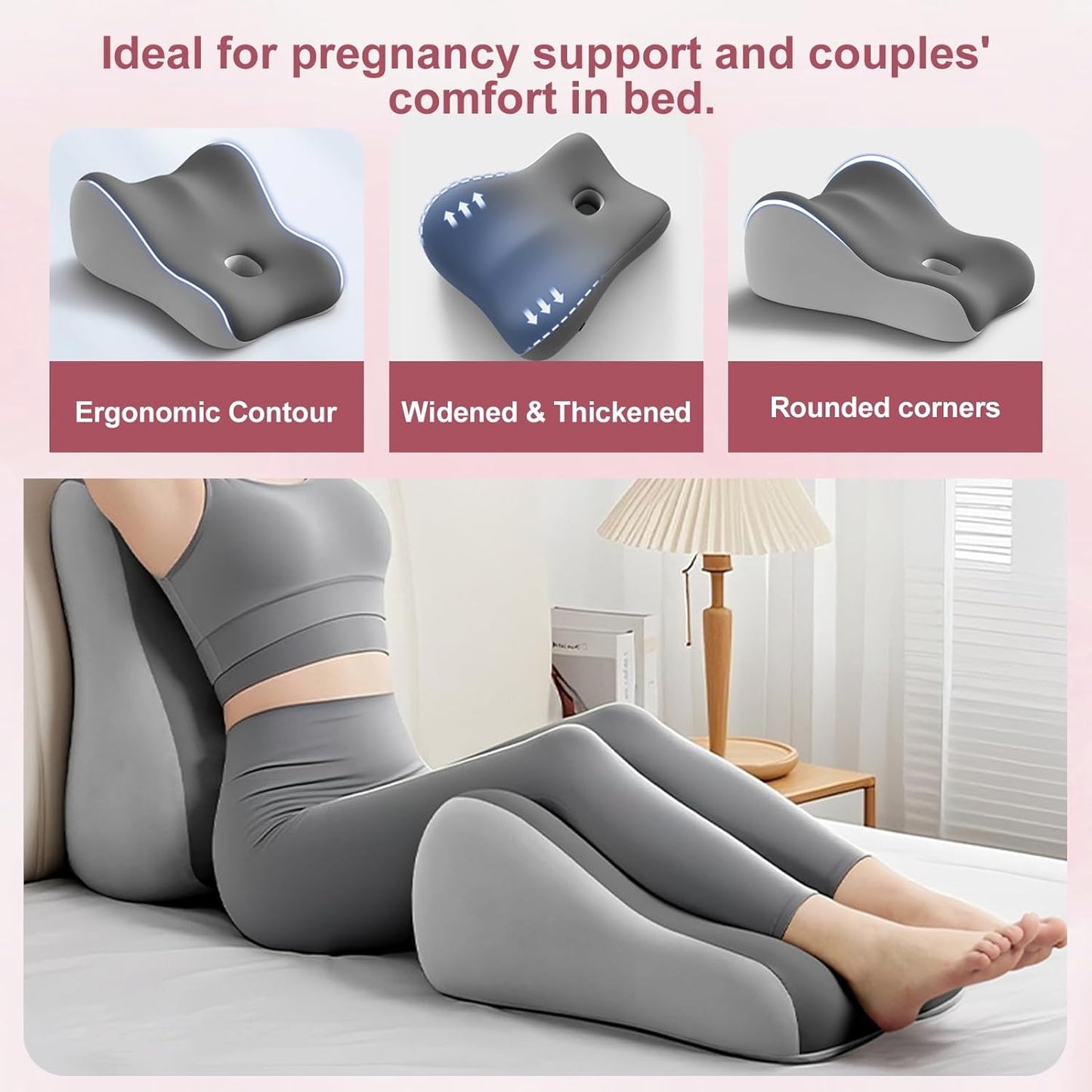 Intimacy Butt Cushion for Couples Pregnant Women Enhanced Supporting Model Furniture Pillow Support Pillowcase Suitable for Home Use, Ideal for Sitting and Lying, Foam Pillow Modern Simple Style Grey