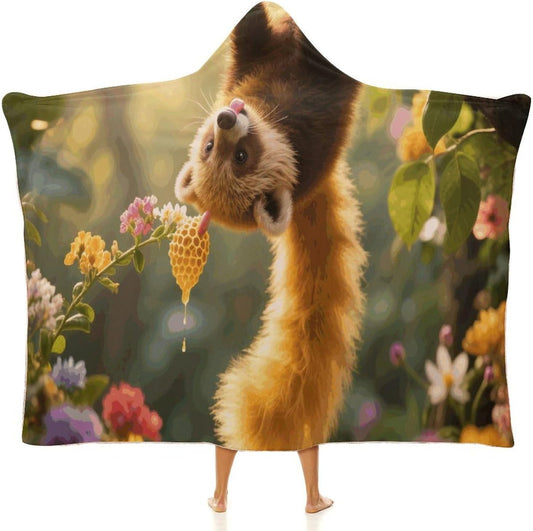 Kinkajou Wearable Hoodie Blanket for Women Men Fleece Blanket with Hood Oversized Warm Cozy Gifts