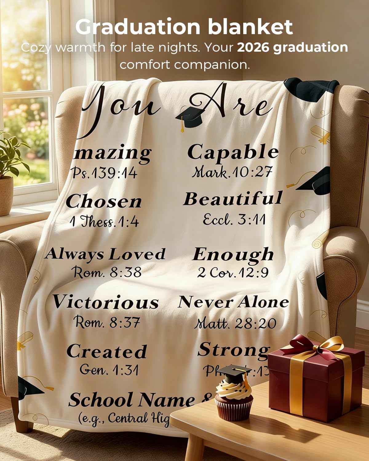 2026 Graduation Stuff & Senior Night Party Supplies - Class of 2026 Flannel Throw Blanket 50"x60" | Bulk Gifts for Seniors, Soft Commemorative Graduation Decor