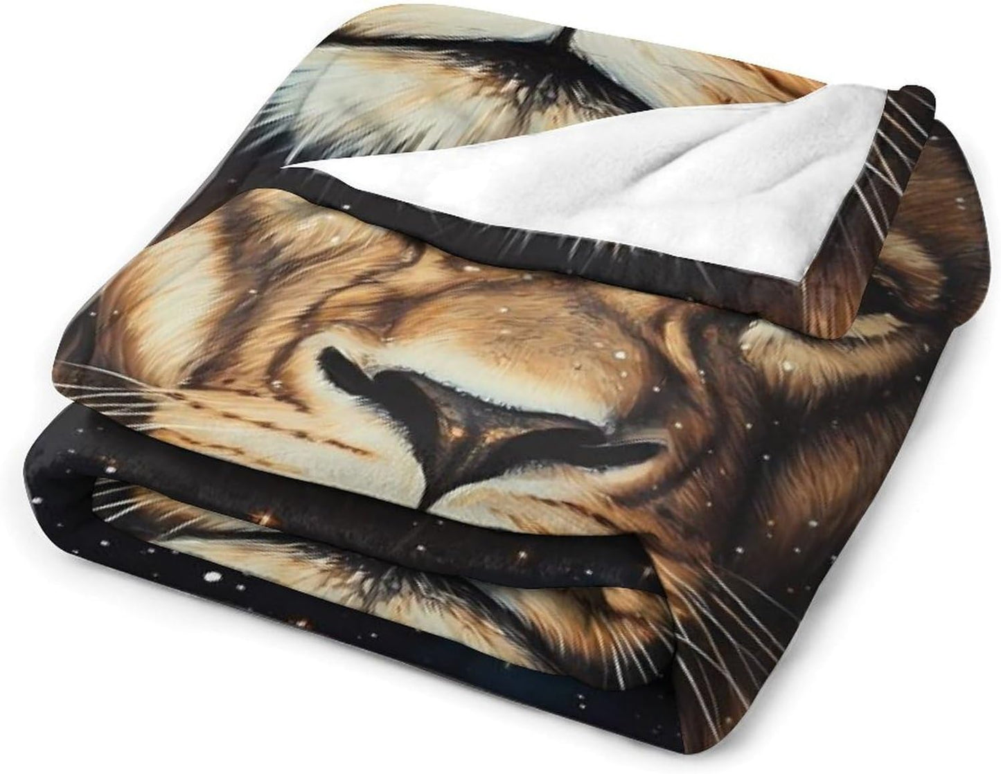 Gold Galaxy Lion Throw Blanket for Couch Bed Plush Cozy Fuzzy Flannel Blanket for All Season 30"x50"