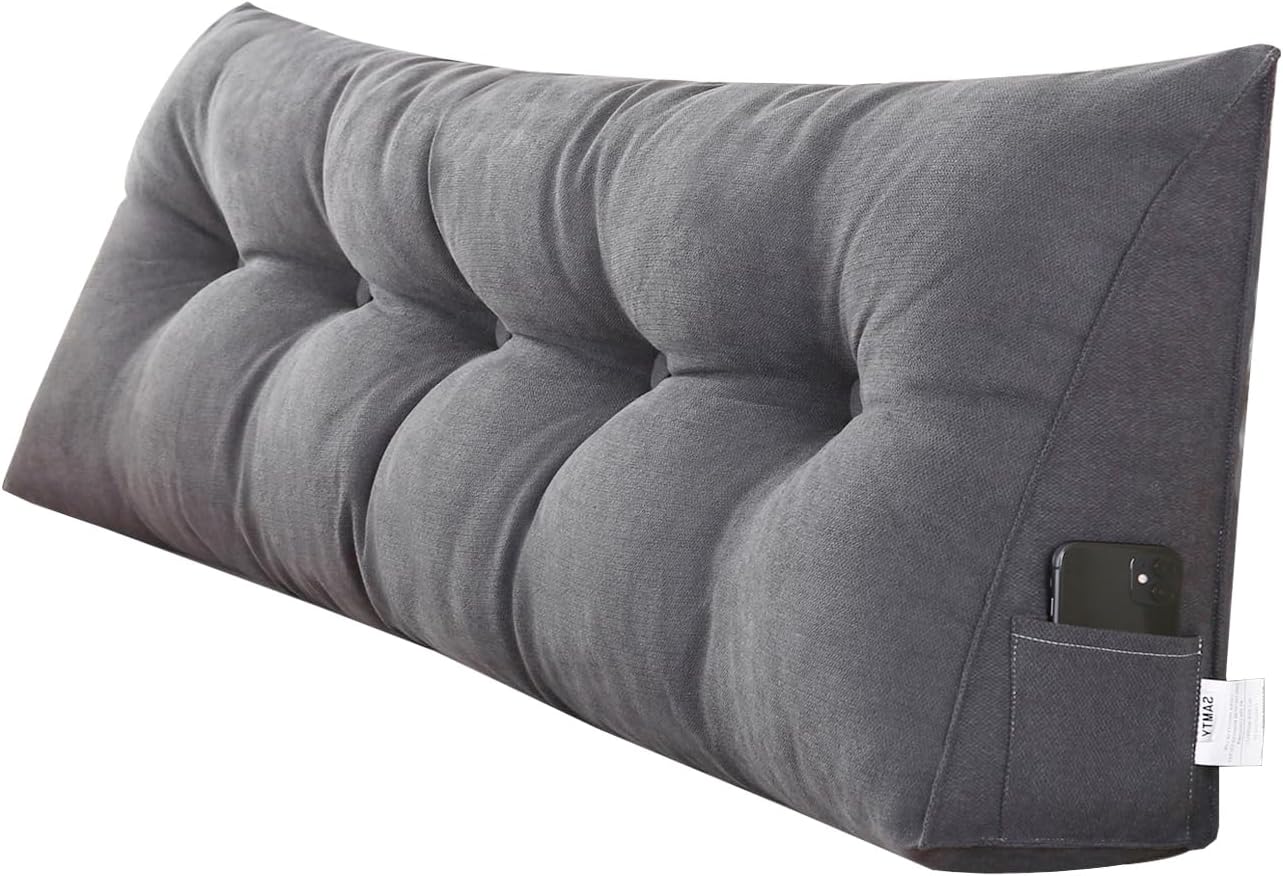 SAMTY Triangular King Size Wedge Pillow headboard for Couch Large headboard Pillow with Removable Cover Back Rest Pillows for Sitting up in Bed