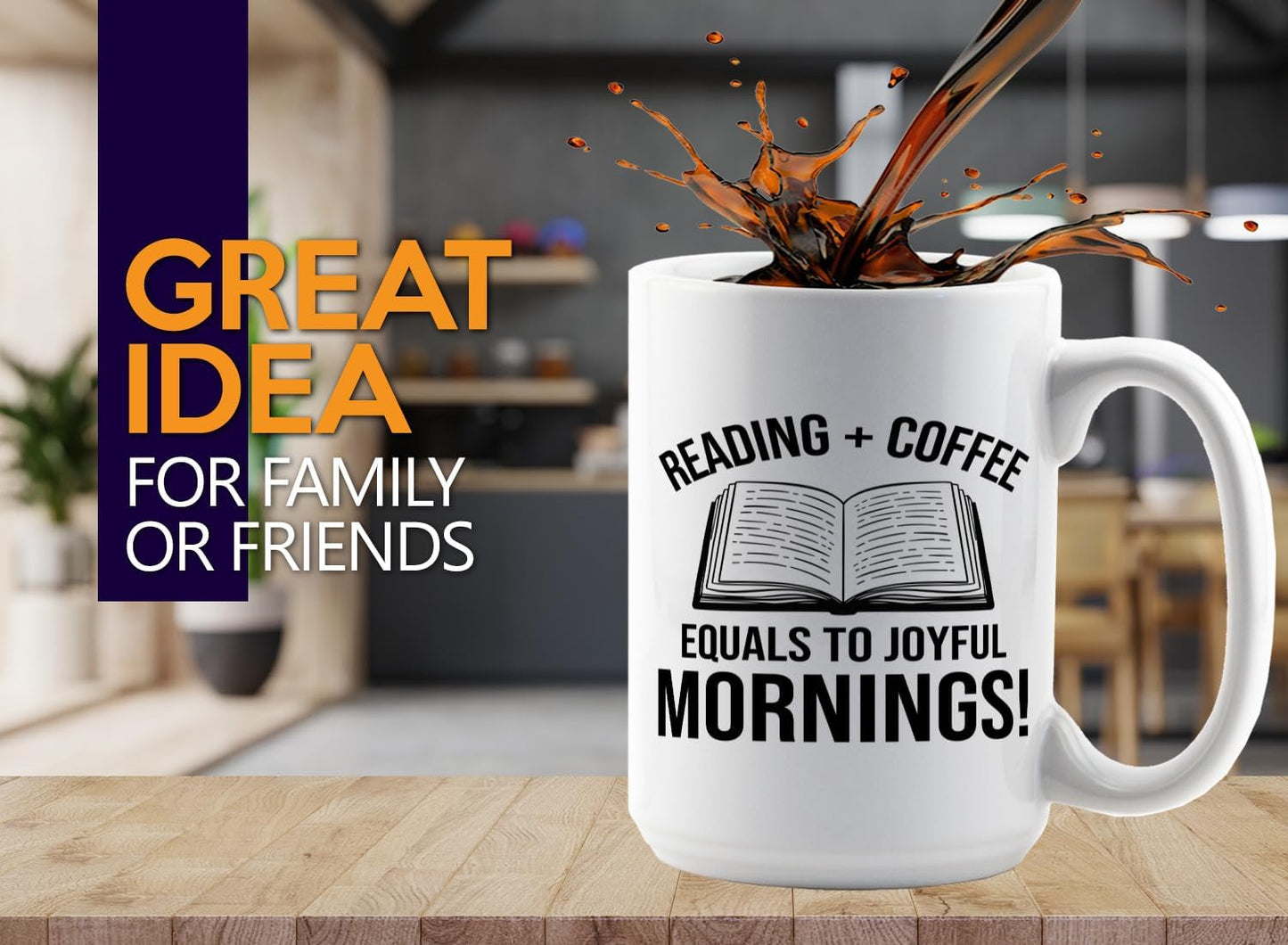 Book Lover Coffee Mug 15oz White -Reading Coffee equals - Bookworm Literature Library Book Lover Reader Booked Editor Intellectual Studious