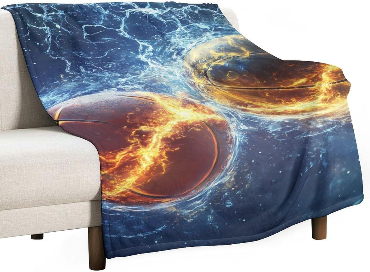 Basketball Thunder Throw Blanket for Couch Bed Plush Cozy Fuzzy Flannel Blanket for All Season 40"x60"
