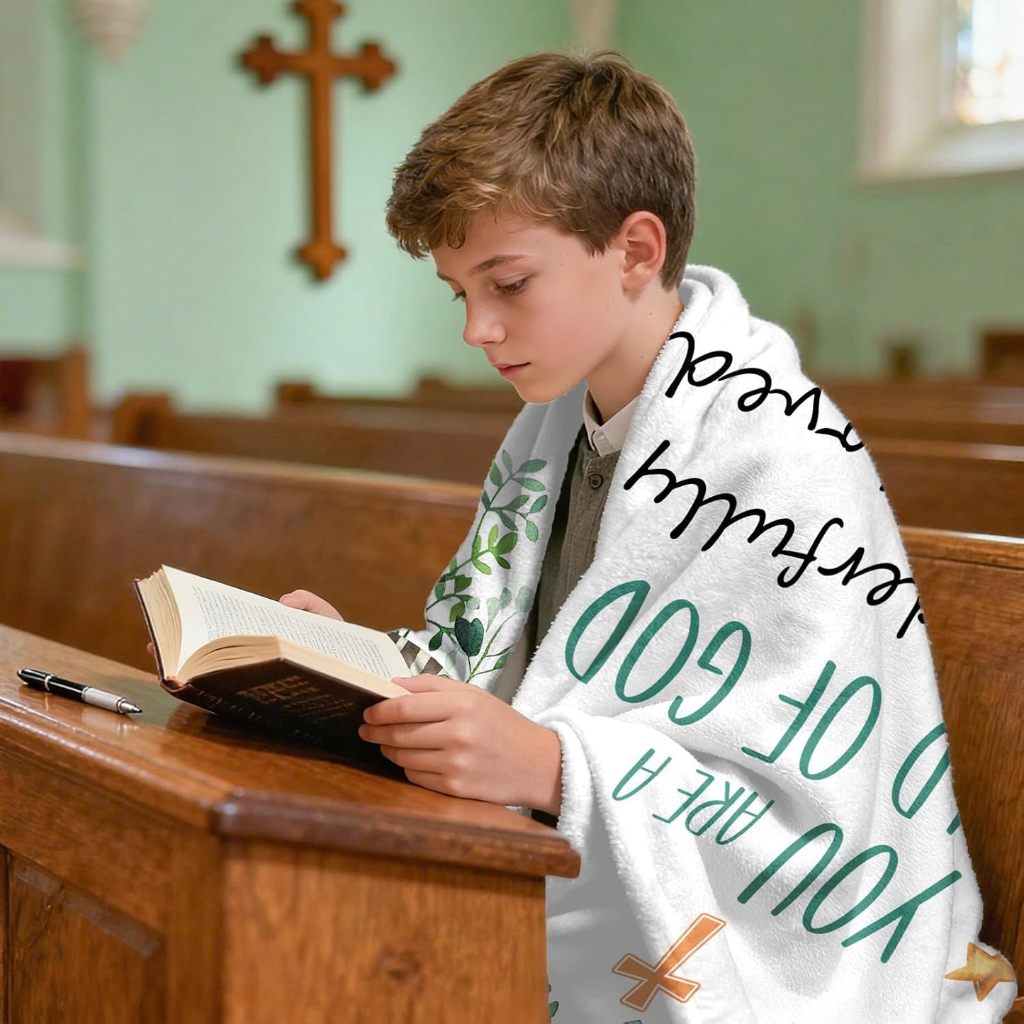 Baptism Gifts for Boys Catholic - Baptism Blanket for Boys Girl, Christening Gifts for Girls, Christian Gifts for Kids, Girls Baptismal Gift Catholic, Christening Blanket for Kids, 50"x40"