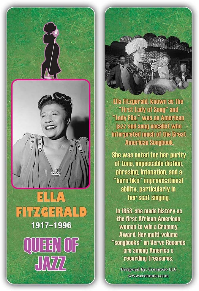 Creanoso Historical Fact American Famous Musicians Bookmark Cards (30-Pack) – Learning Reading Bookmarks Collection Set – Stocking Stuffers for Boys, Girls, Kids – Classroom Incentives - Gift Tokens