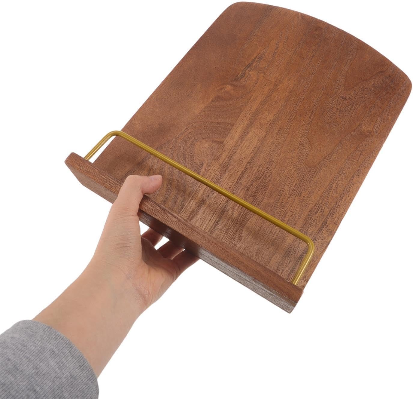 Recipe Book Holder for Kitchen Counter - Farmhouse Wooden Cookbook Stand - Adjustable Pad Tablet Book Holder Stand Rustic Decoration
