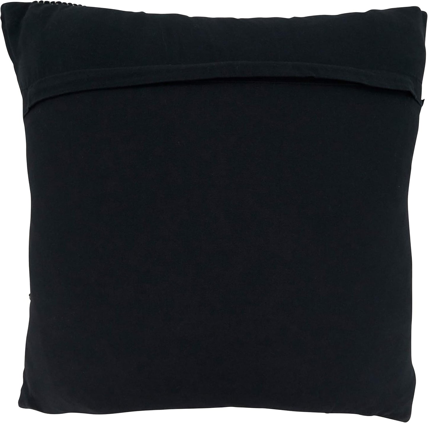 SARO LIFESTYLE Noir Collection Chindi Throw Pillow with Down Filling, 22", Black