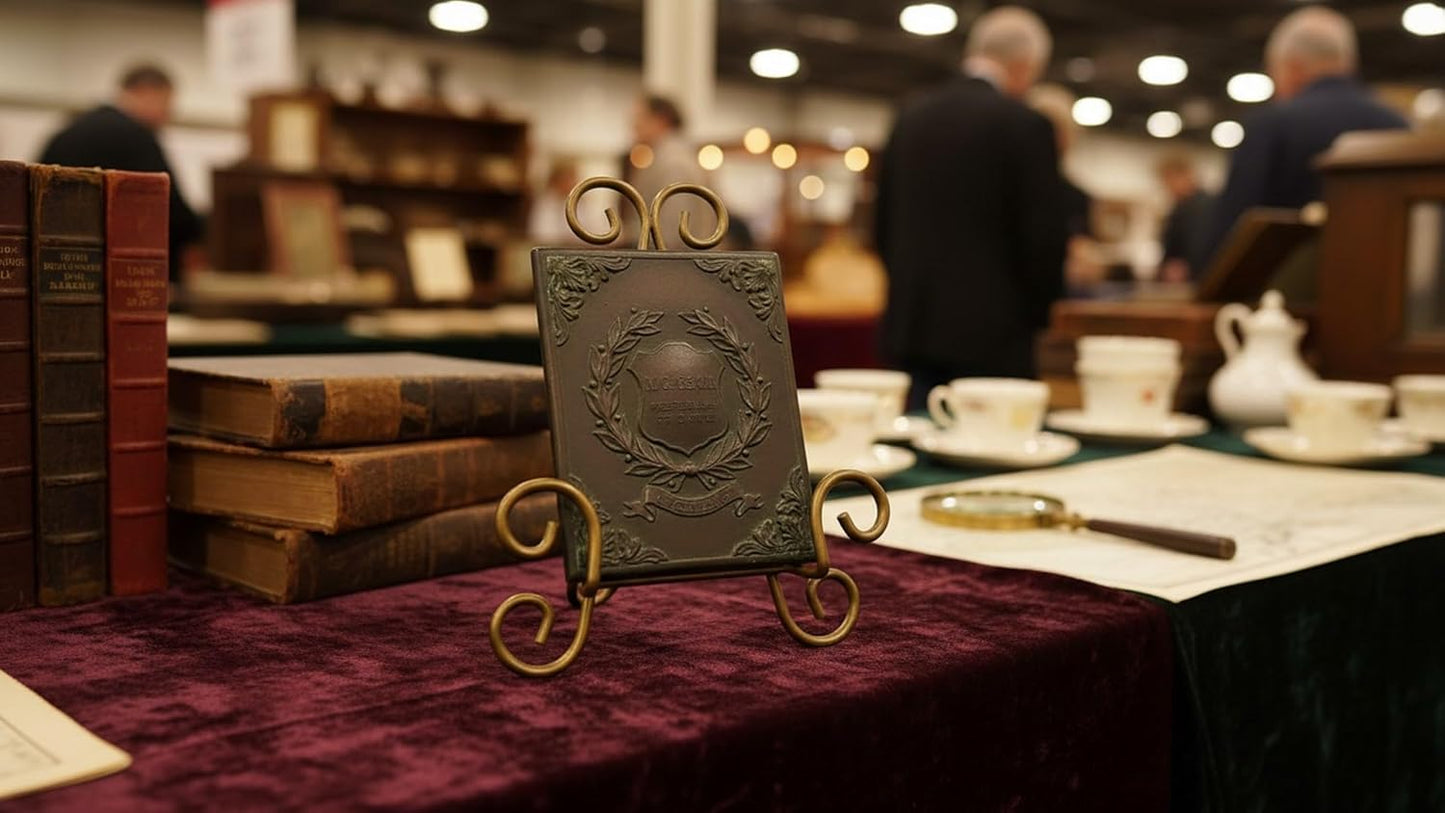Antique Gold Decorative Display Easel Artifact Display Stand for Signs, art, plates, prints, artifacts, and other collectibles. (Gold, 10") (multiple sizes)