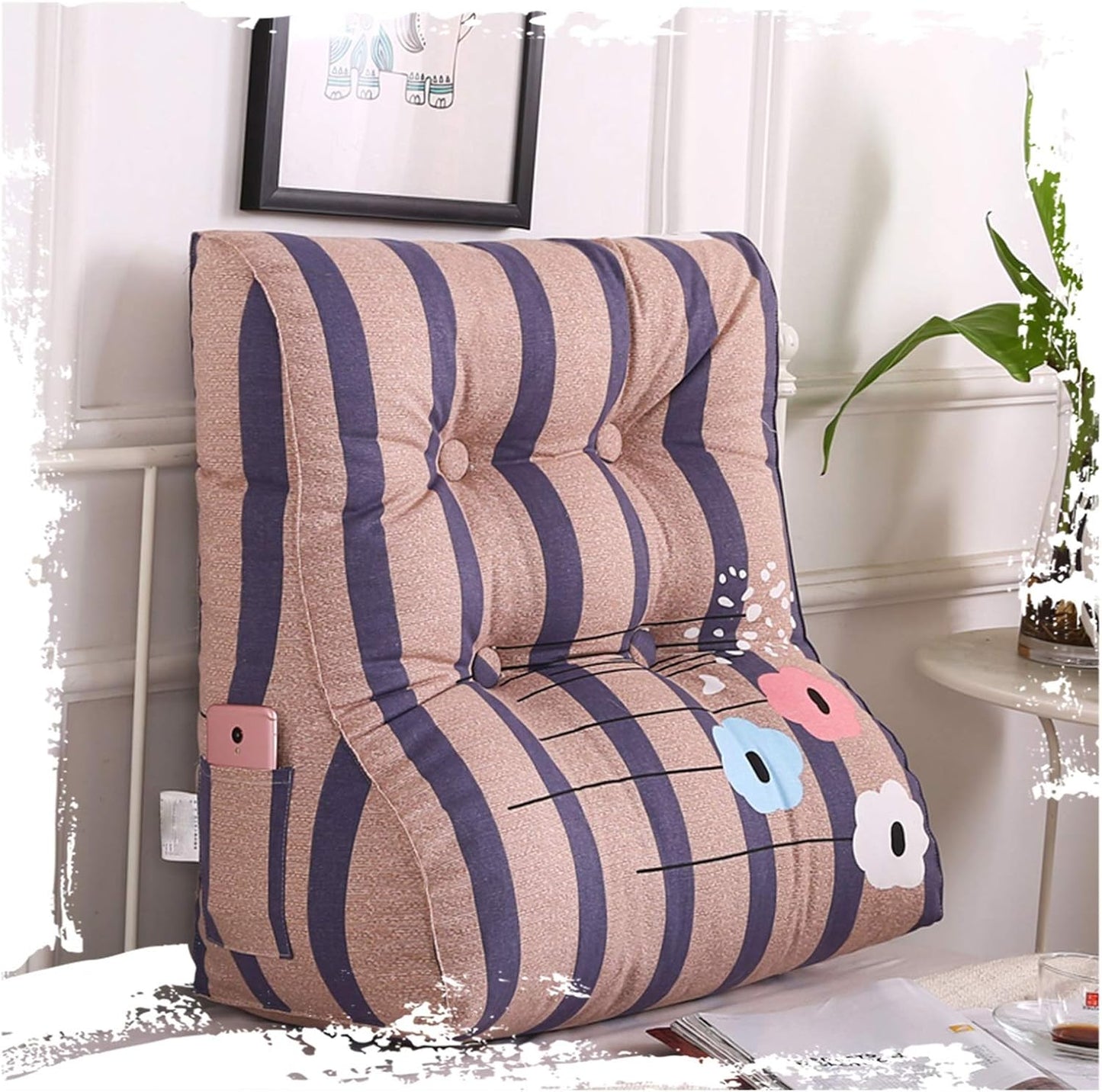Reading Pillow Premium Canvas Fabric Lumbar Support Cushion for Bedroom Living Room Washable 4 Color 8 Size Optional (Color : B Size : 45cmx30cmx55cm) (H 45cmx30cmx55cm)