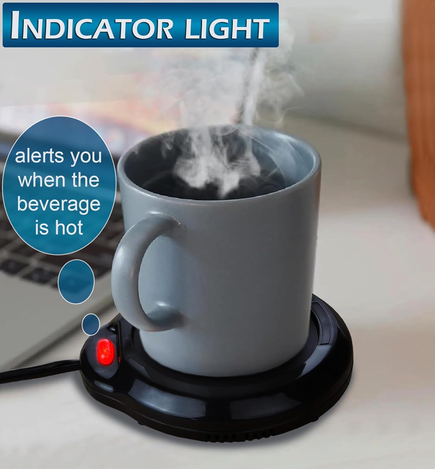Home-X Mug Warmer, Desktop Heated Coffee & Tea - Candle & Wax Warmer (Black)