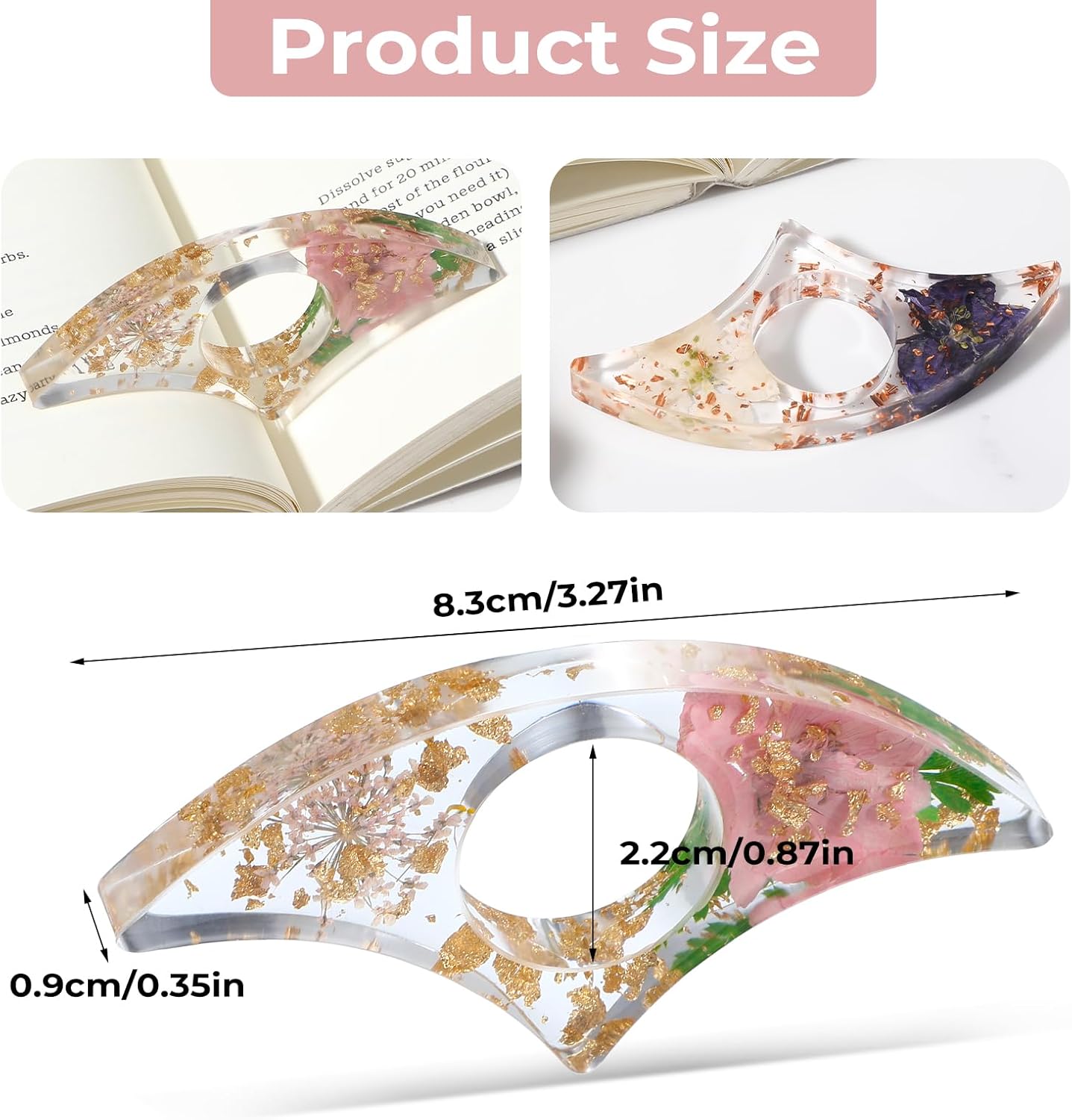 2Pcs Thumb Page Holder Book Page Holder Book Thumb Ring Books Marks for Reading Accessories Transparent Cute Bookmarks for Women Best Friend Friendship Gifts for Books Lovers Teacher Readers