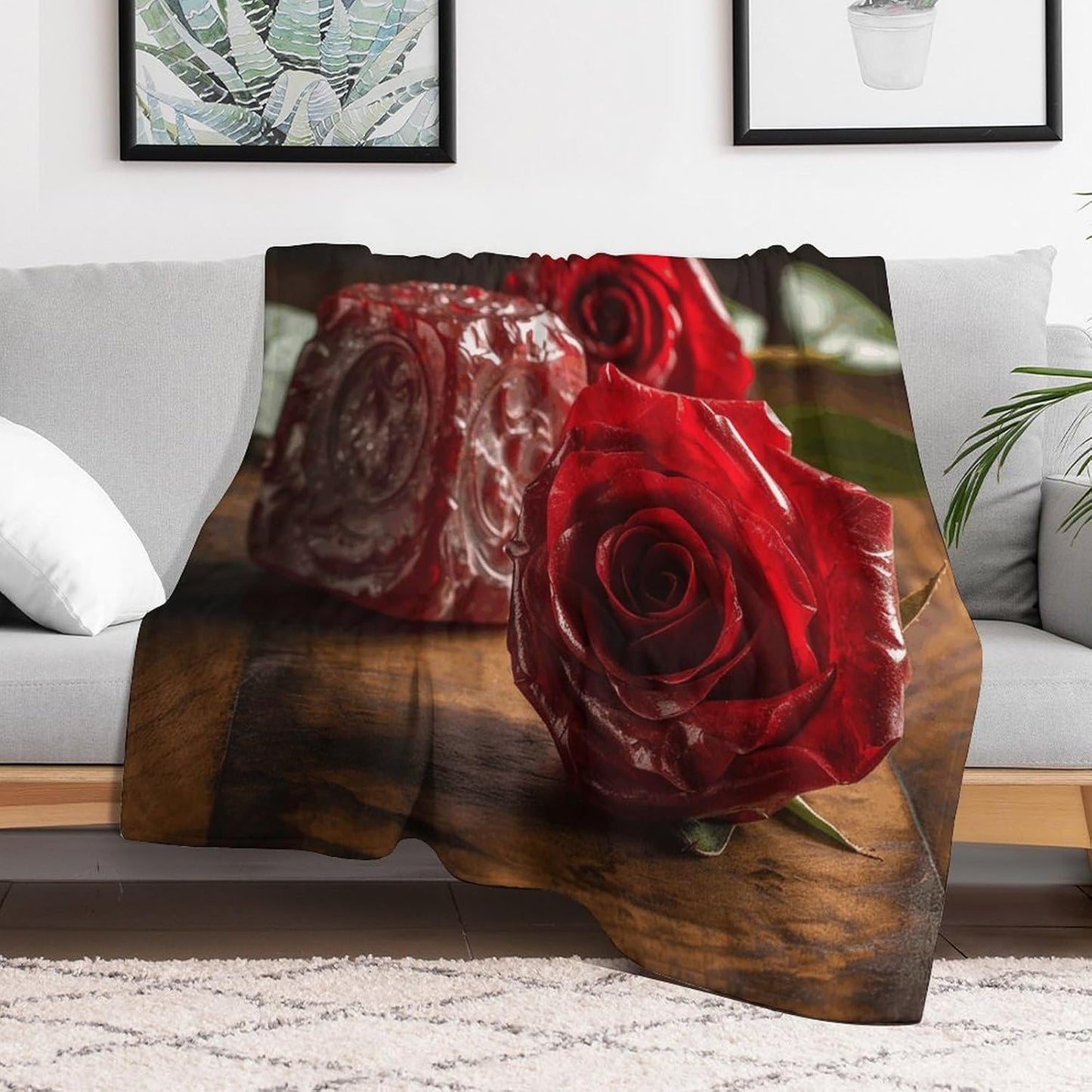 Flower Decorations Throw Blanket for Couch Super Soft Warm Lightweight Throw Blankets Cozy Flannel Bed Blanket Cute Decorative Blankets for All Seasons Home Decor Gift 60"*80"（150 * 200cm）