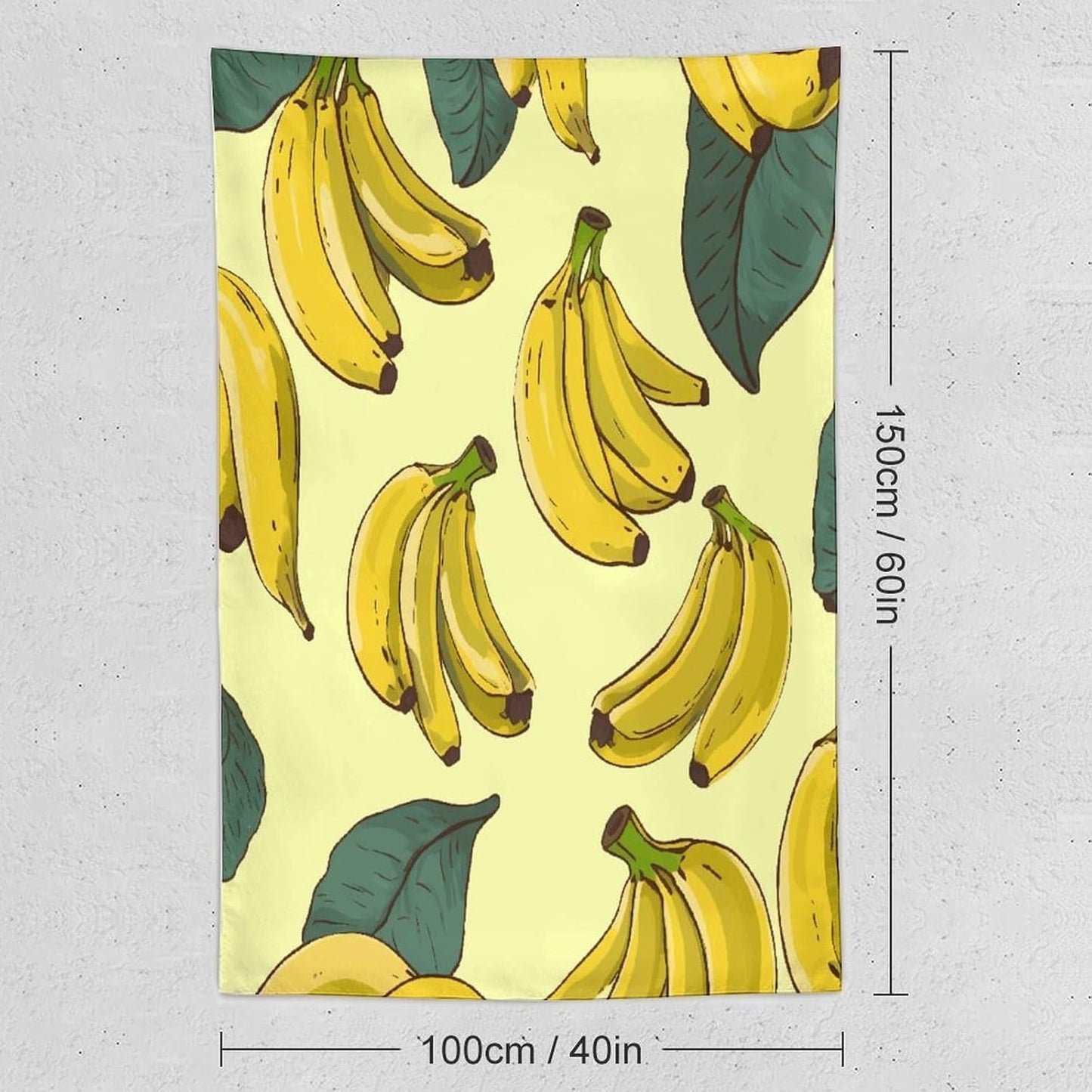 FodPand Banana Print Tapestry Anti-fading Wall Tapestry with Installation Kit Backdrop Banner Multipurpose Aesthetic Tapestries Boho Wall Art Hanging Decorative Blanket 40"x60"