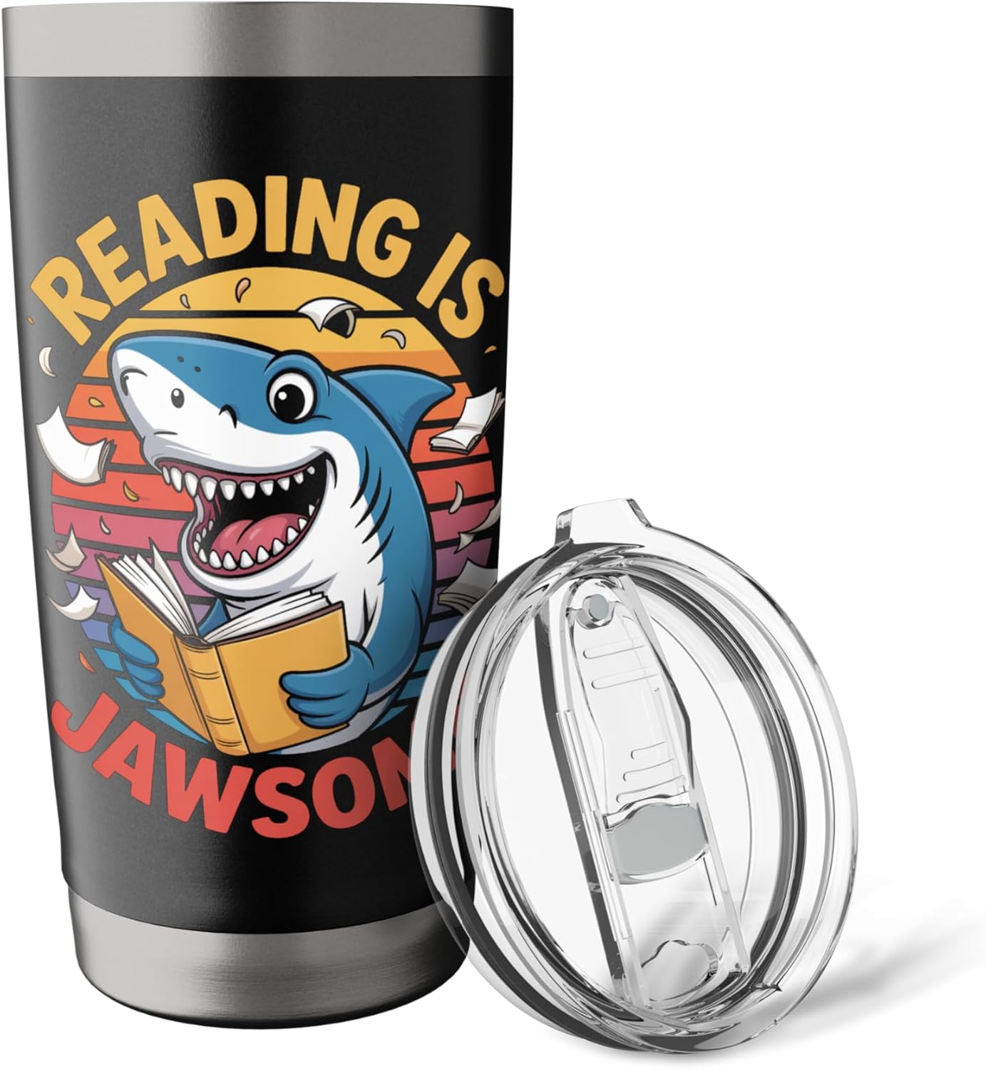 Reading Is Jawsome Shark reading Stainless Steel Insulated Tumbler