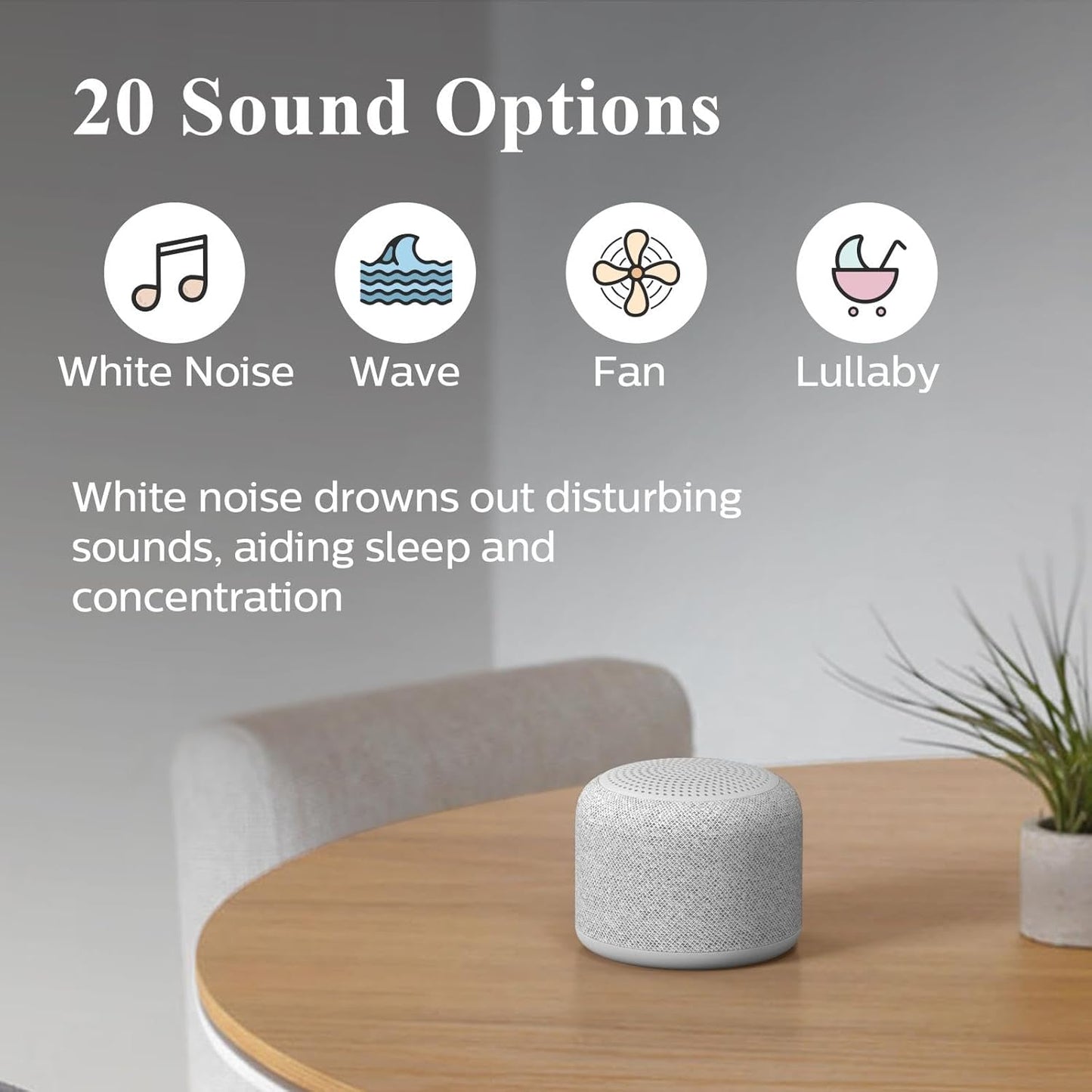 REACHER Travel White Noise Sound Machine,Portable Mini Noise Machine for Sleeping with 20 Soothing Sounds, Small Bluetooth Speaker, Baby, Adults, Rechargeable