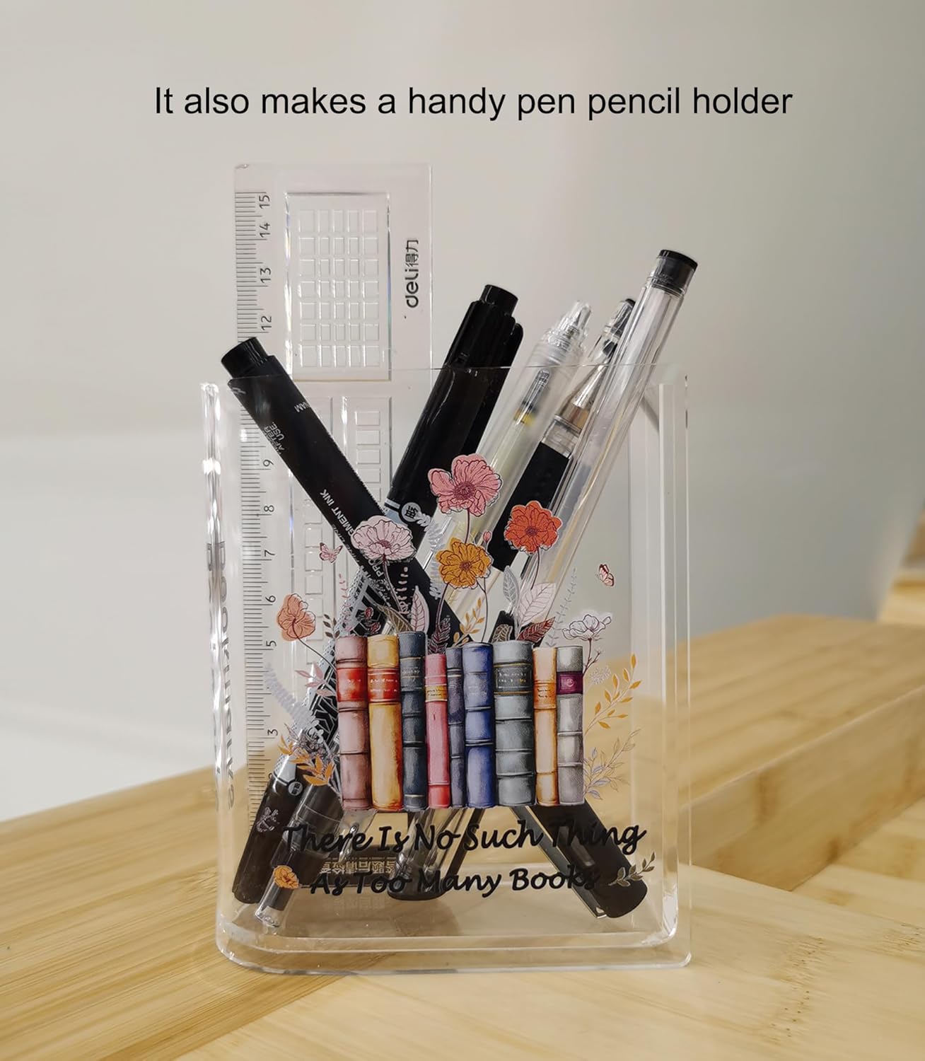 Bookmarks Holders Bookshelf Bookcase Decor, Home Office Desk Organizer Accessory, Book Marks Pencil Pen Holder, Friends Book Lover Gifts (Flower)