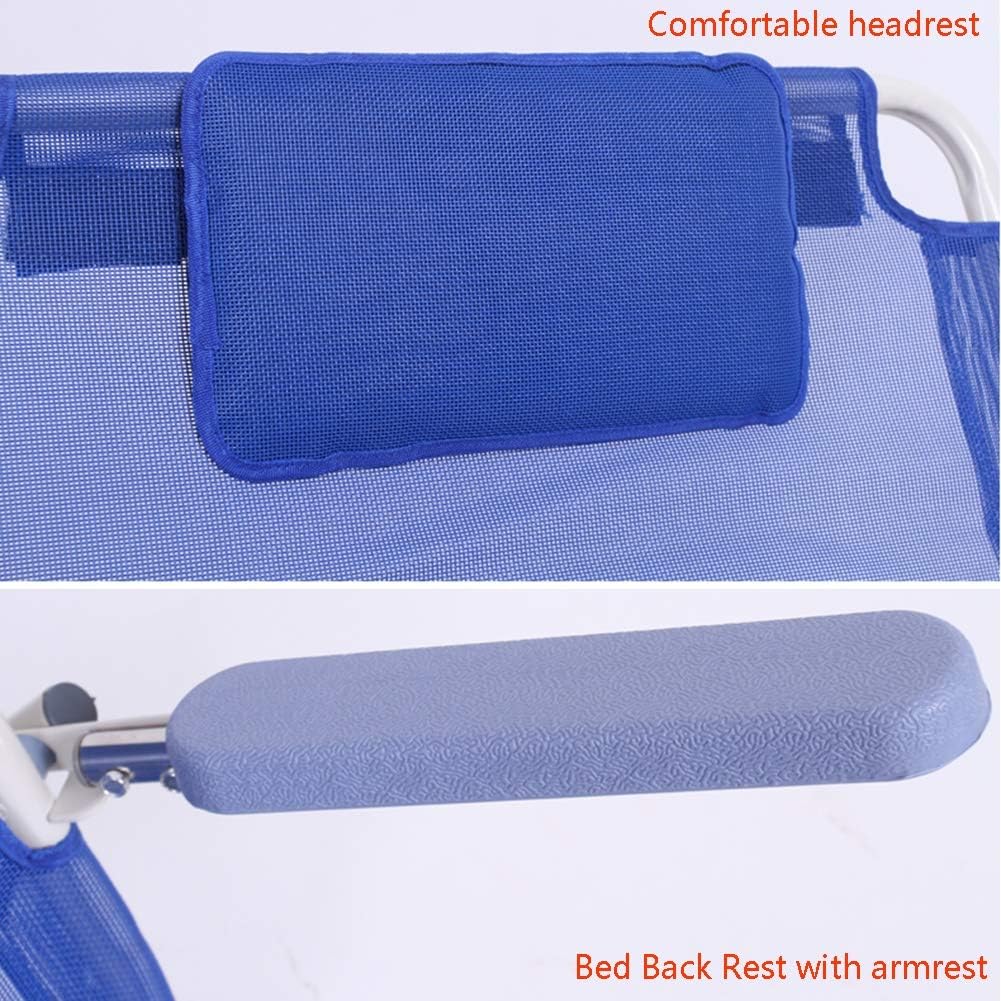 Adjustable Back Rest Multi Angled Back Support Rest Sit-up Bed Backrest with Headrest and Armrest (Color : Blue)