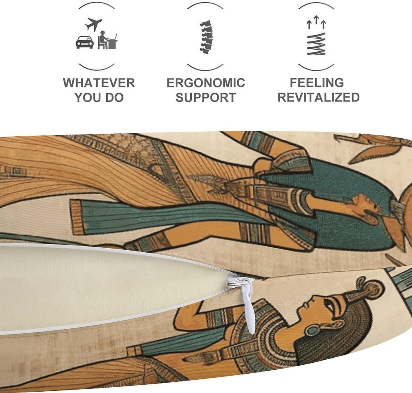 Women in Ancient Egypt Neck Pillow Memory Foam U Shaped Pillows Portable Pillows for Shoulder Travel Head Support Pillow with Concealed Zipper for Airplane Car Home Office