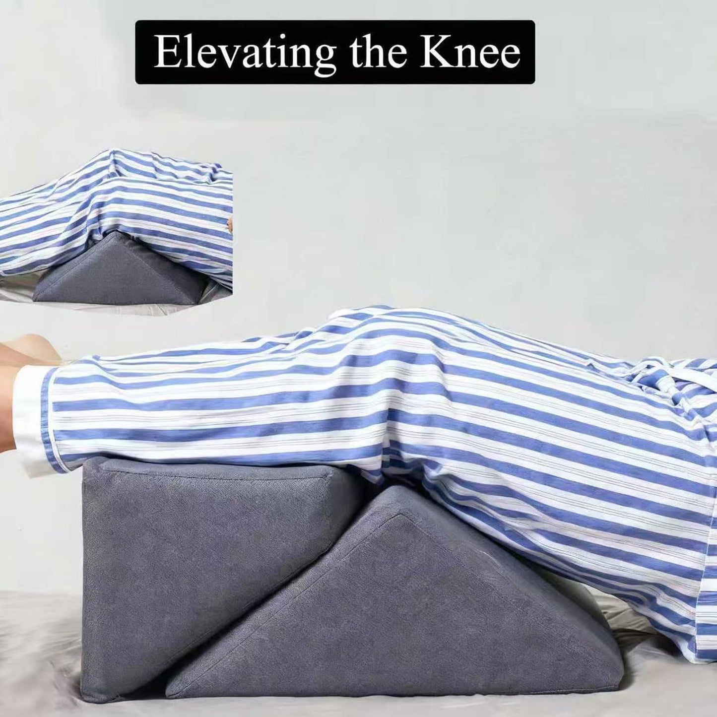 Saula Bed Wedge Pillow for Side Sleeping for Back Pain Triangle Bed Wedges & Body positioners for Seniors Wedge Pillow Set for After Surgery, Knees Elevated, Preventing Bedsores, Gray