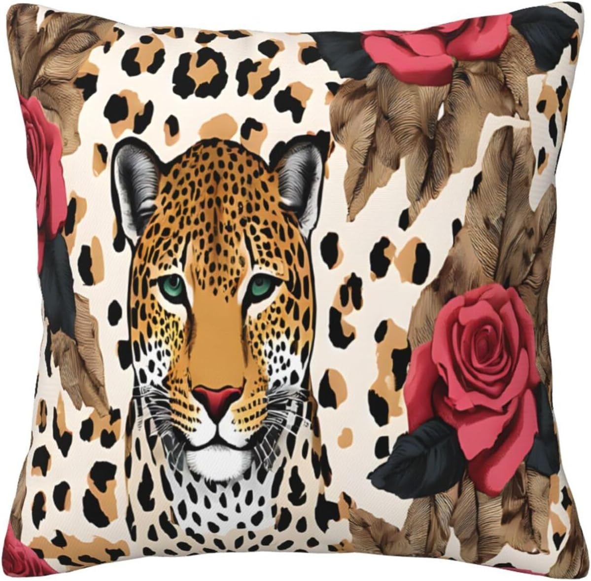 All-Season Square Pillow Covers 18"X18", Striped Leopard, Decorative Throw Pillow Covers for Sofa Bed Couch, Hidden Zipper Cushion Cover, Square Lumbar & Accent Pillowcases for Home Decor