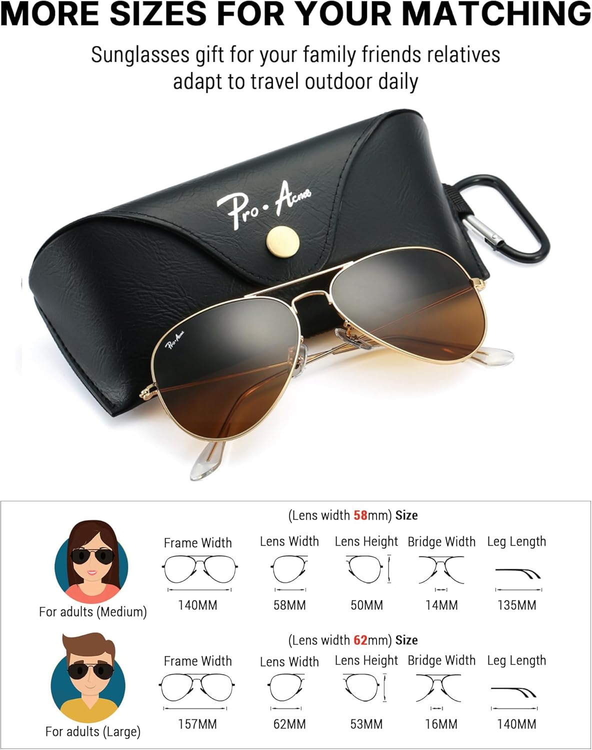 Pro Acme Classic Aviator Sunglasses for Women & Men Glass Lens Metal Frame UV400 Driver Sunglasses