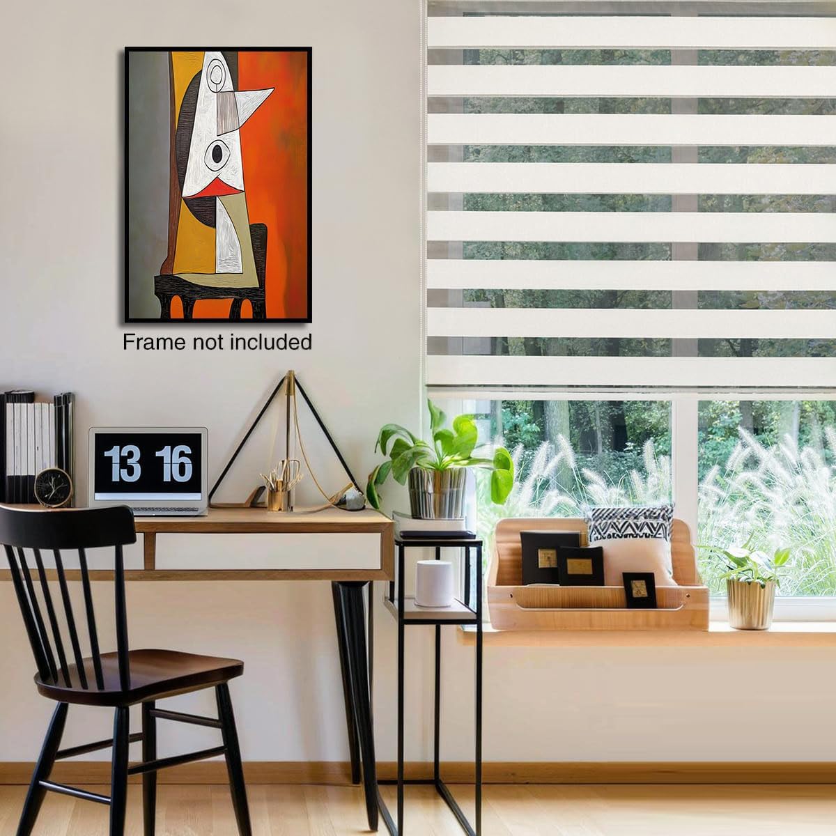 GDJSMIN Abstract Design Wall Art, Orange Geometric Triangle Graphic Poster for Reading Room Living Room Decor 24 x 36 inch Unframed