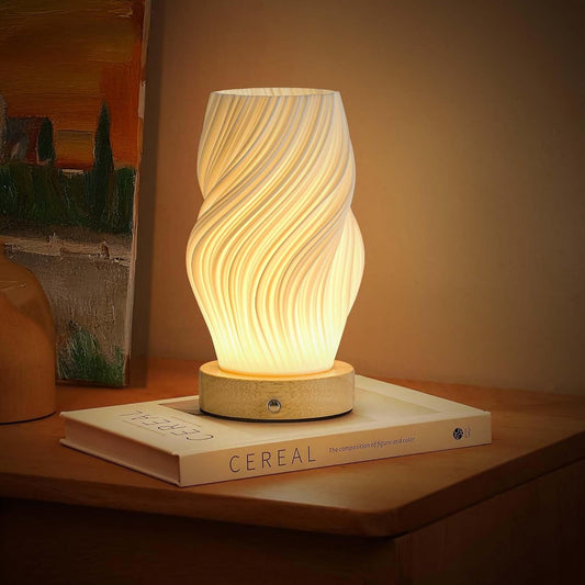 Small Battery Operated Lamp, Modern Table Lamp, Rechargeable, Touch Control, 3 Color Temperature, Dimmable, Bedside Table, Flame
