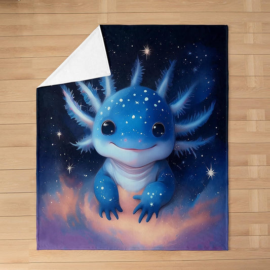 Erosebridal Cartoon Animal Axolotl Fleece Blanket Throw 50"x60" Cute Salamander Flannel Blanket Axolotl Fuzzy Plush Throw for Kids Boys Girls,Blue Purple Decor for Bed Couch