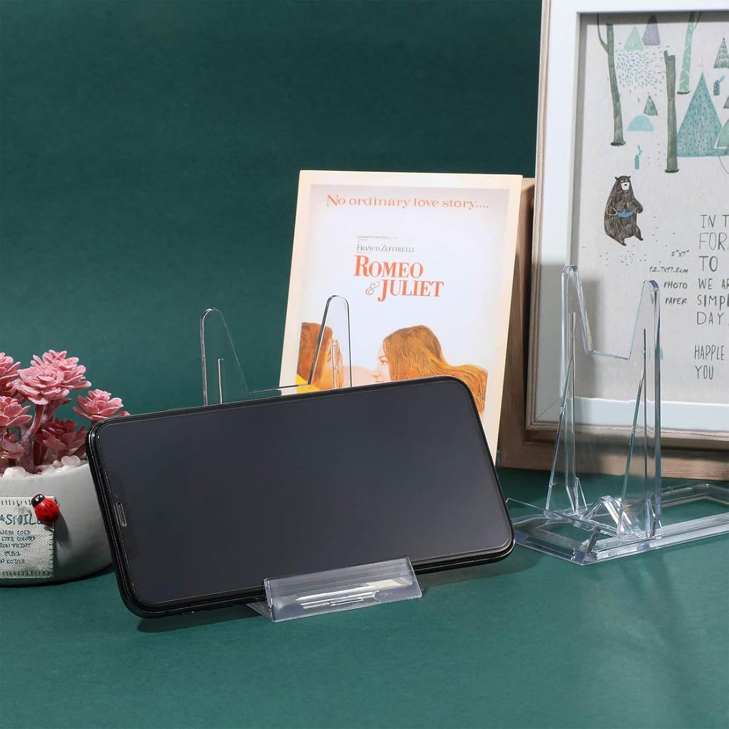 Zonon 10 Pcs Acrylic Adjustable Plate Stands For Display Plastic Stand Holders Picture Plate Holders Clear Mini Easels Stands to Display Pictures for Home Office Supplies Festival Party Decoration