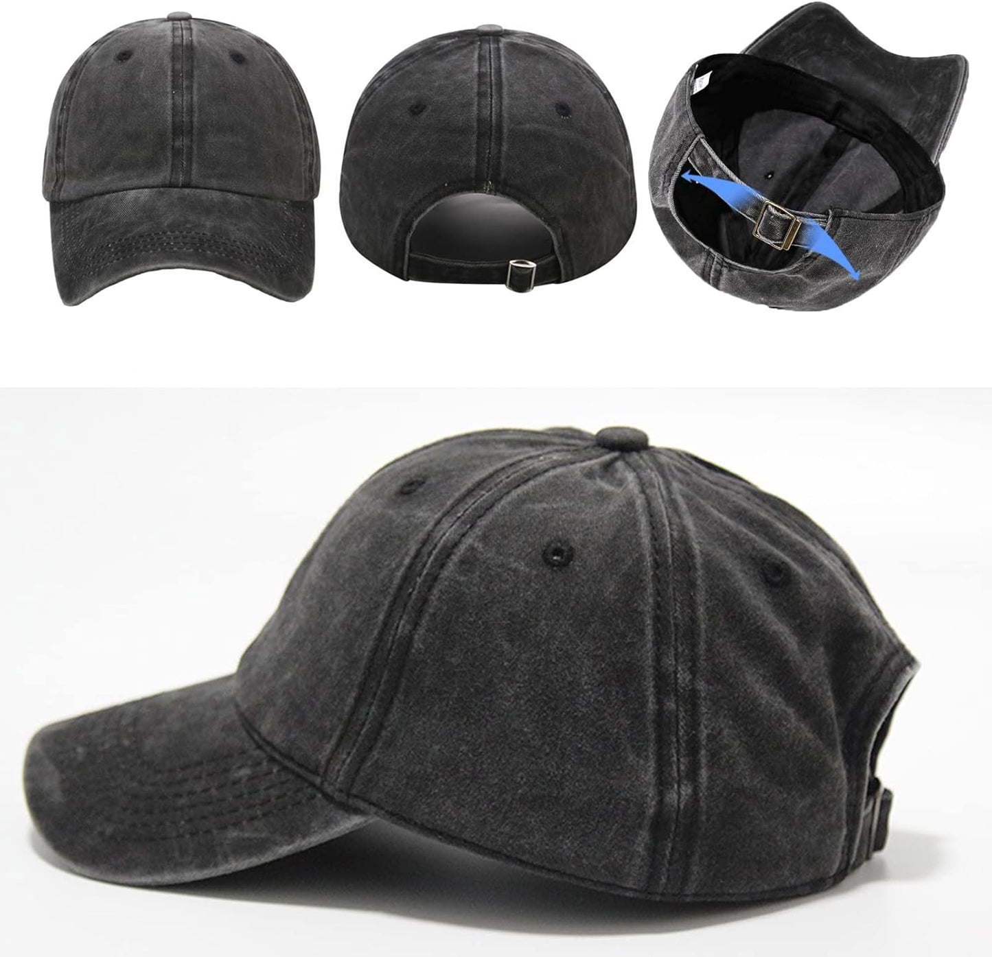 2-6 Packs Vintage Washed Plain Baseball Cap Distressed Dad Golf Hat for Men Women