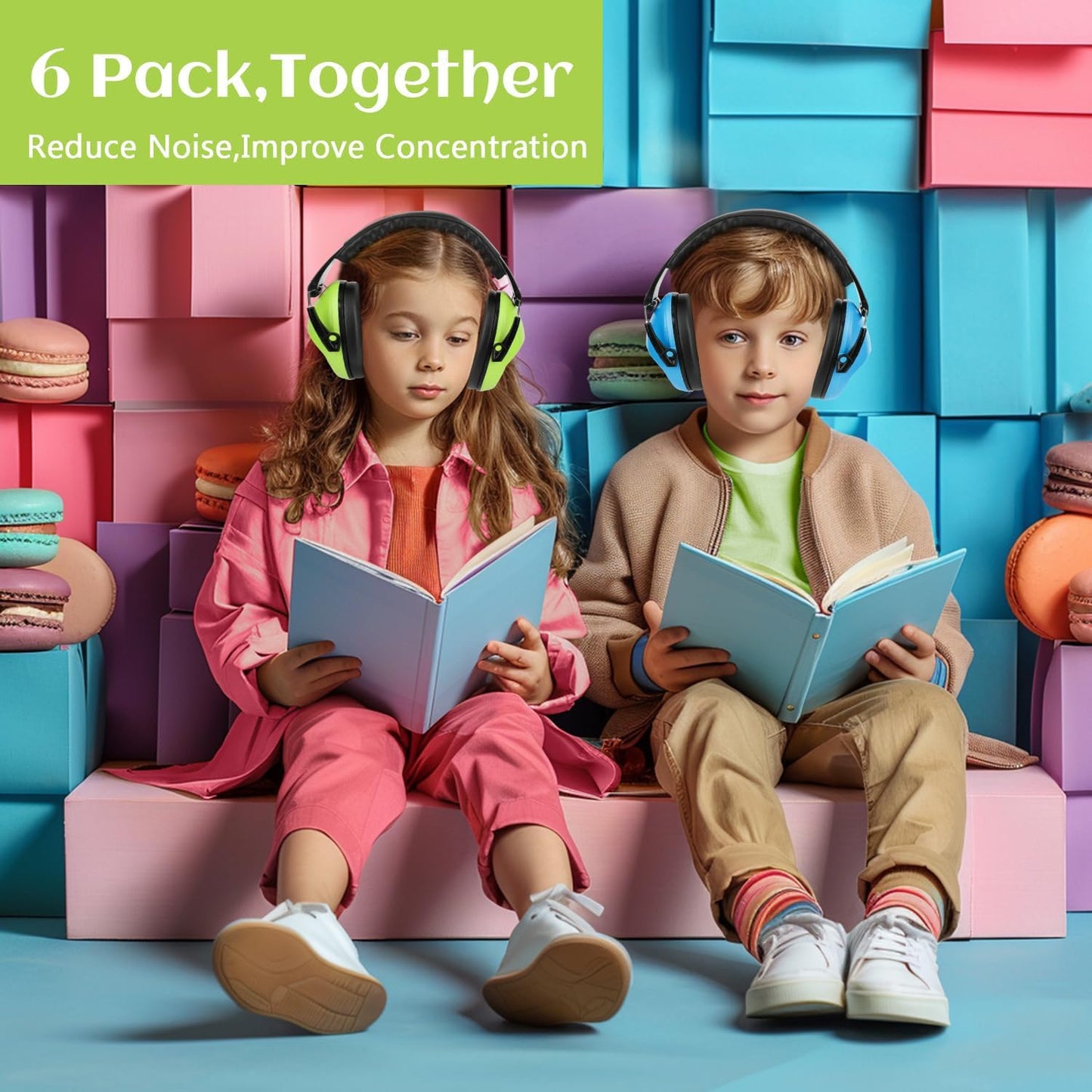 Floriogra 6 Pack Noise Cancelling Headphones for Kids, Kids Ear Protection 28dB SNR Noise Reduction Ear Muffs for Children/Toddler, Noise Cancelling Hearing Protection For Fireworks/Monster Truck