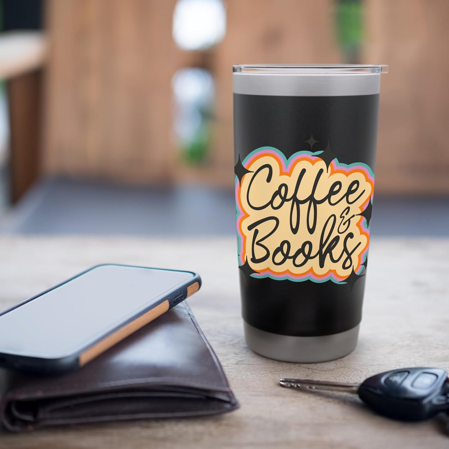 Coffee & Books Retro Aesthetic Reading Lover Design Stainless Steel Insulated Tumbler