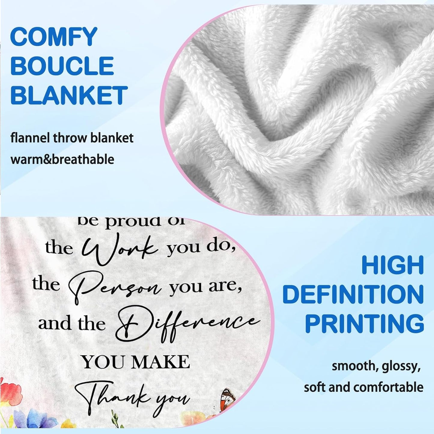 Thank You Gifts for Women, Appreciation Gifts for Employee, Inspirational/Farewell/Retirement Gifts for Coworkers/Teacher/Nurse Throw Blanket 60”×50”