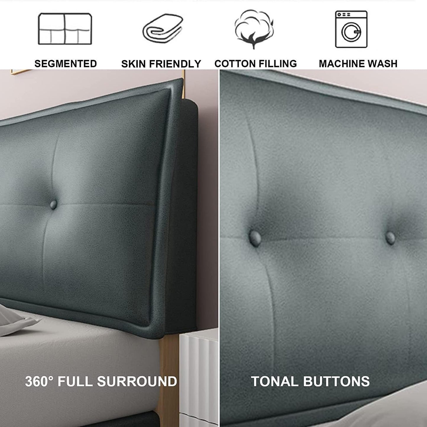 Headboard Cushion Reading Pillow Back Support Bed Large Adult Backrest Wedge Lounge Positioning Bedrest Bolster(Size:No headboard 74.8"/190cm,Color:A)