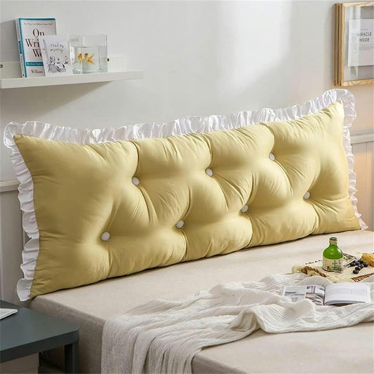 Rectangular Headboard Cushion, King Tatami Bed Soft Pack Removable Watching TV Relaxing Reading Pillow Bed Rest Pillows(Beige,150cm)