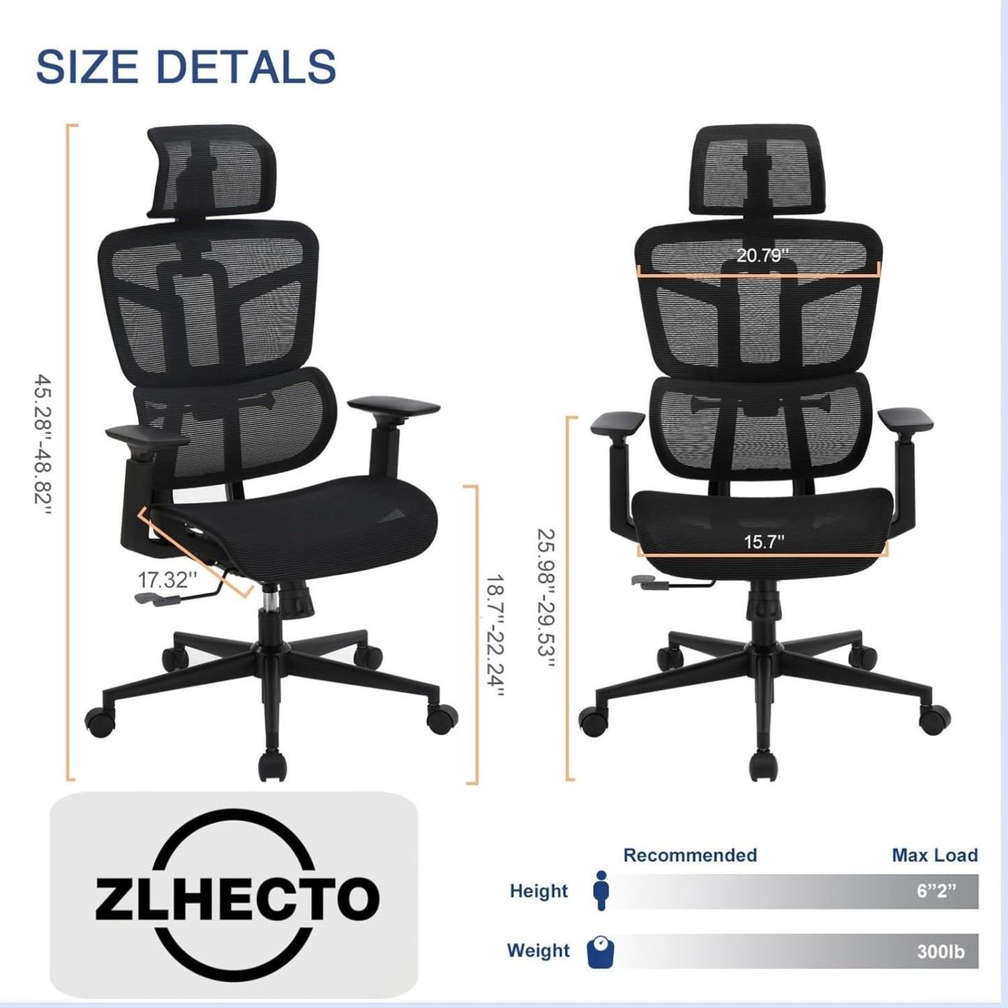 Ergonomic Office Chair, Desk Chair with Adjustable Height, Lumbar Support, High Back Mesh Computer Chairs with Flip up Armrests Support Home Gmaing Desk Chair, 360°Swivel, Tilt Lock and Wide Cushion
