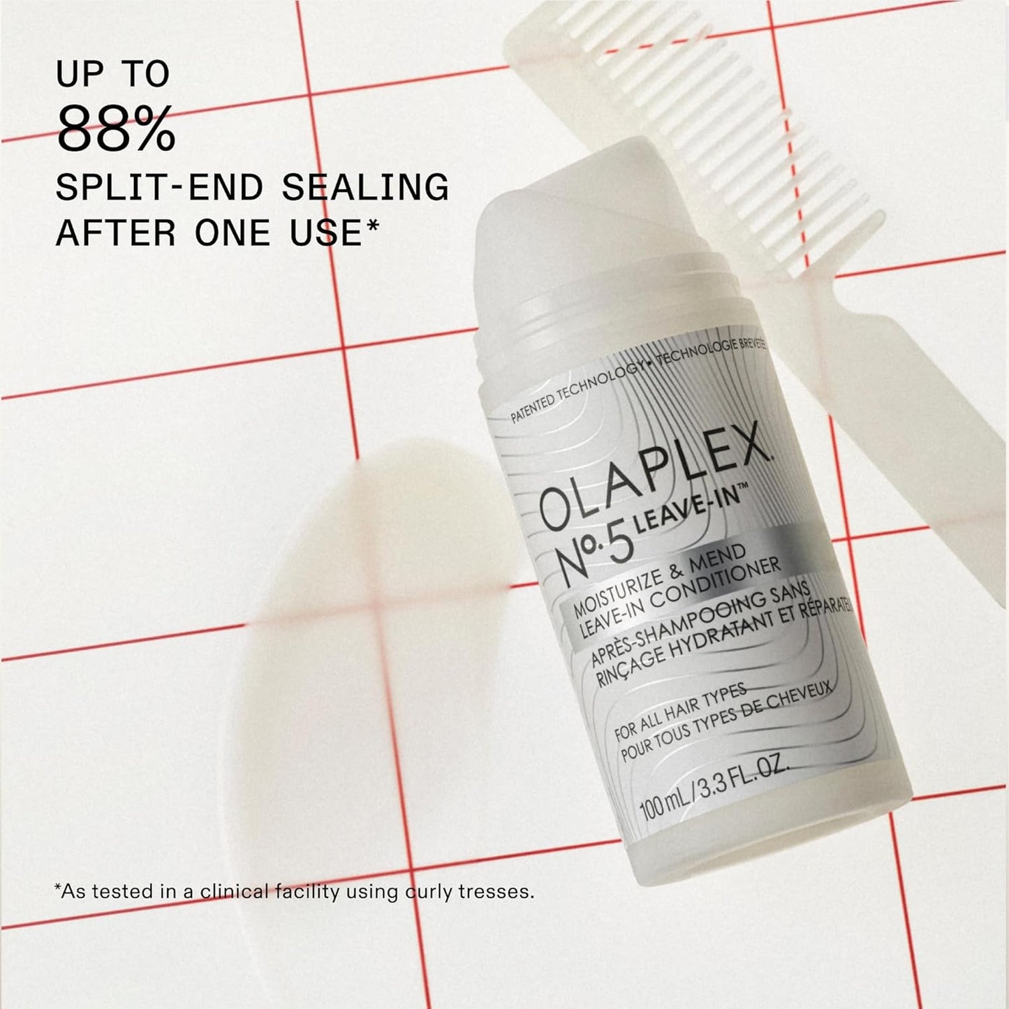 Olaplex Nº.5 Leave-In Conditioner: Moisturizes & Mends Split Ends | Reduces Breakage & Repairs, Protects Damaged Hair | For Coily, Curly, Straight, and Wavy, 100 mL / 3.3 Fl. Oz.