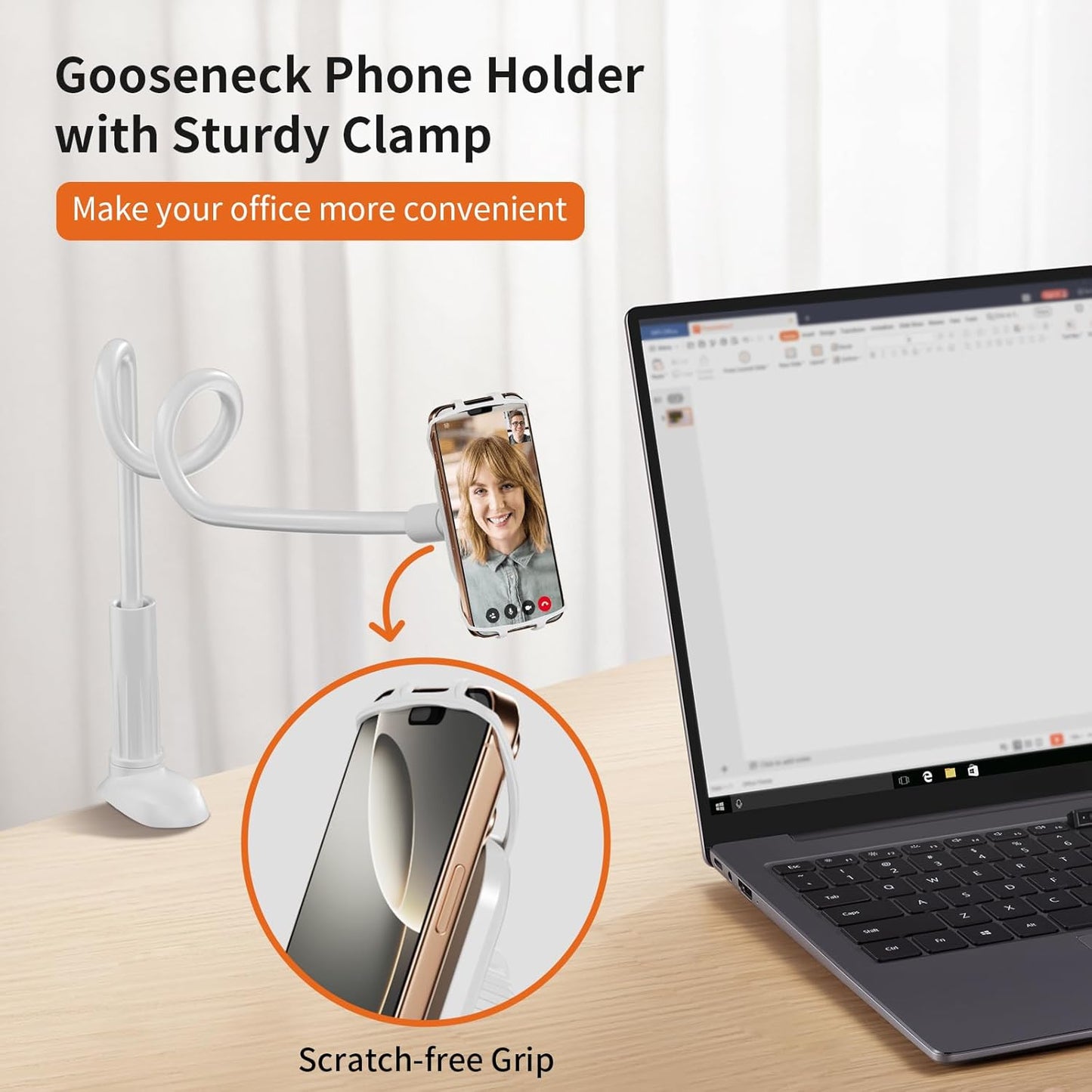 Gooseneck Kindle Holder for Reading in Bed - [Case-Friendly] Phone Holder for Bed, Kindle Paperwhite Stand Accessories, Overhead Cell Phone Clamp Mount for Desk, for Tablets 4-10 inches