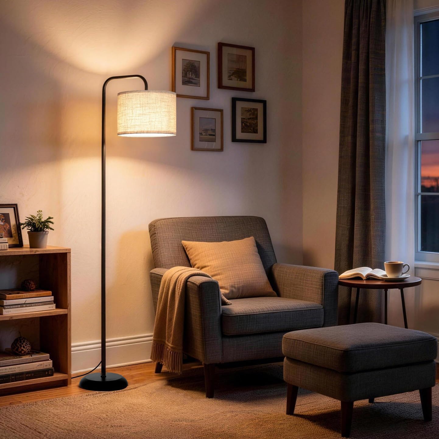 TJOY Floor Lamp for Living Room, Floor Lamp with 12W 3 Color Temperatures Bulb, Metal Standing Lamp with Extended Arm, Modern ARC Standing Lamp for Bedroom, Couch, Reading Nook, Office &Nursery, Black