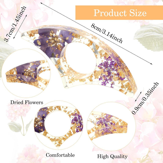 Resin Book Page Holder for Reading, 4 Pieces Transparent Dried Flower Resin Bookmarks Thumb Book Page Holder, Handmade Personalized Reading Book Accessories for Teacher, Student, Book Lovers