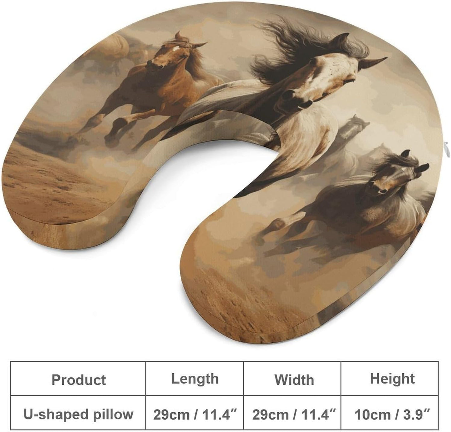 Many Horses Neck Pillow Memory Foam U Shaped Pillows Portable Pillows for Shoulder Travel Head Support Pillow with Concealed Zipper for Airplane Car Home Office