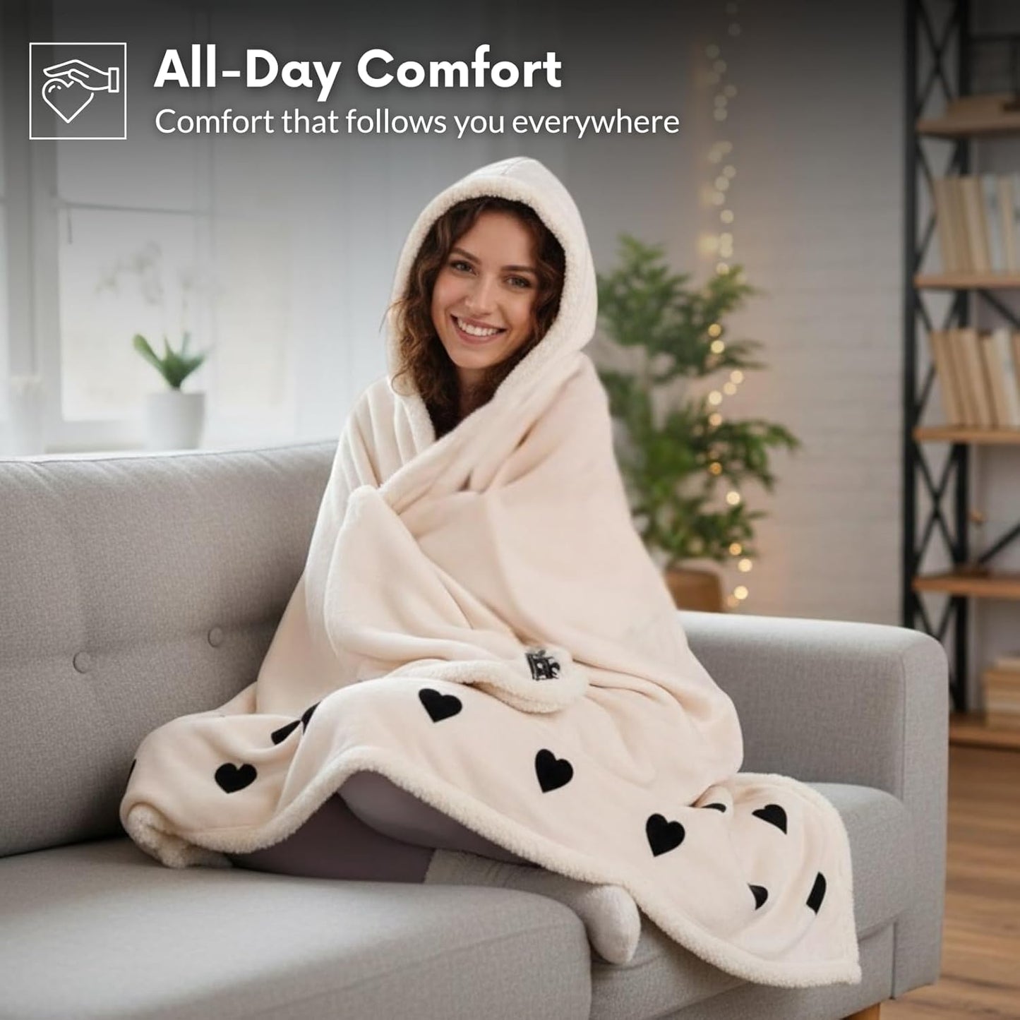 Wife Fleece Wearable Blanket Hoodie with Bonus Cozy Socks – Ultra-Soft Oversized Sherpa Blanket Hoodie