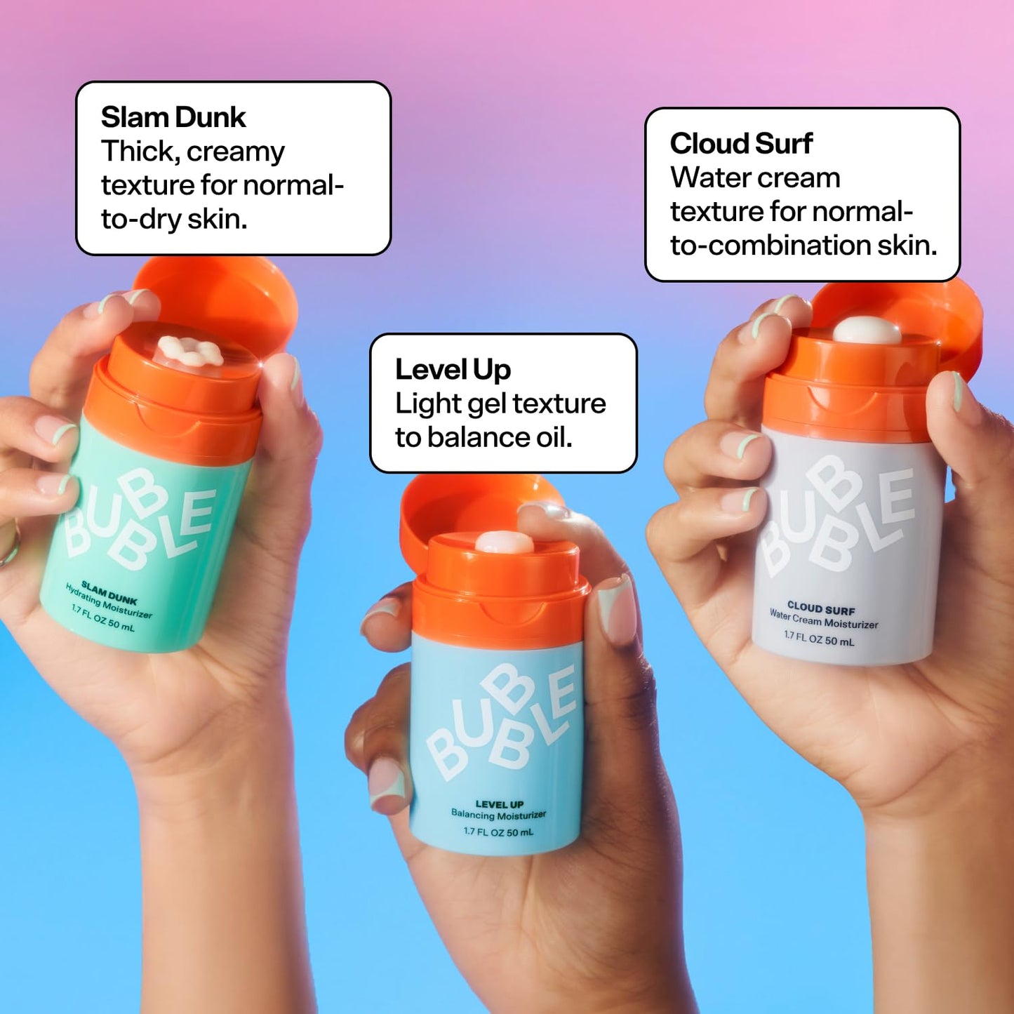 Bubble Skincare Cloud Surf Water Cream Moisturizer - Mattifying & Hydrating Moisturizer for Oily Skin - Lightweight Travel Face Moisturizer to Help Minimize Pores - Normal to Combination Skin (50ml)