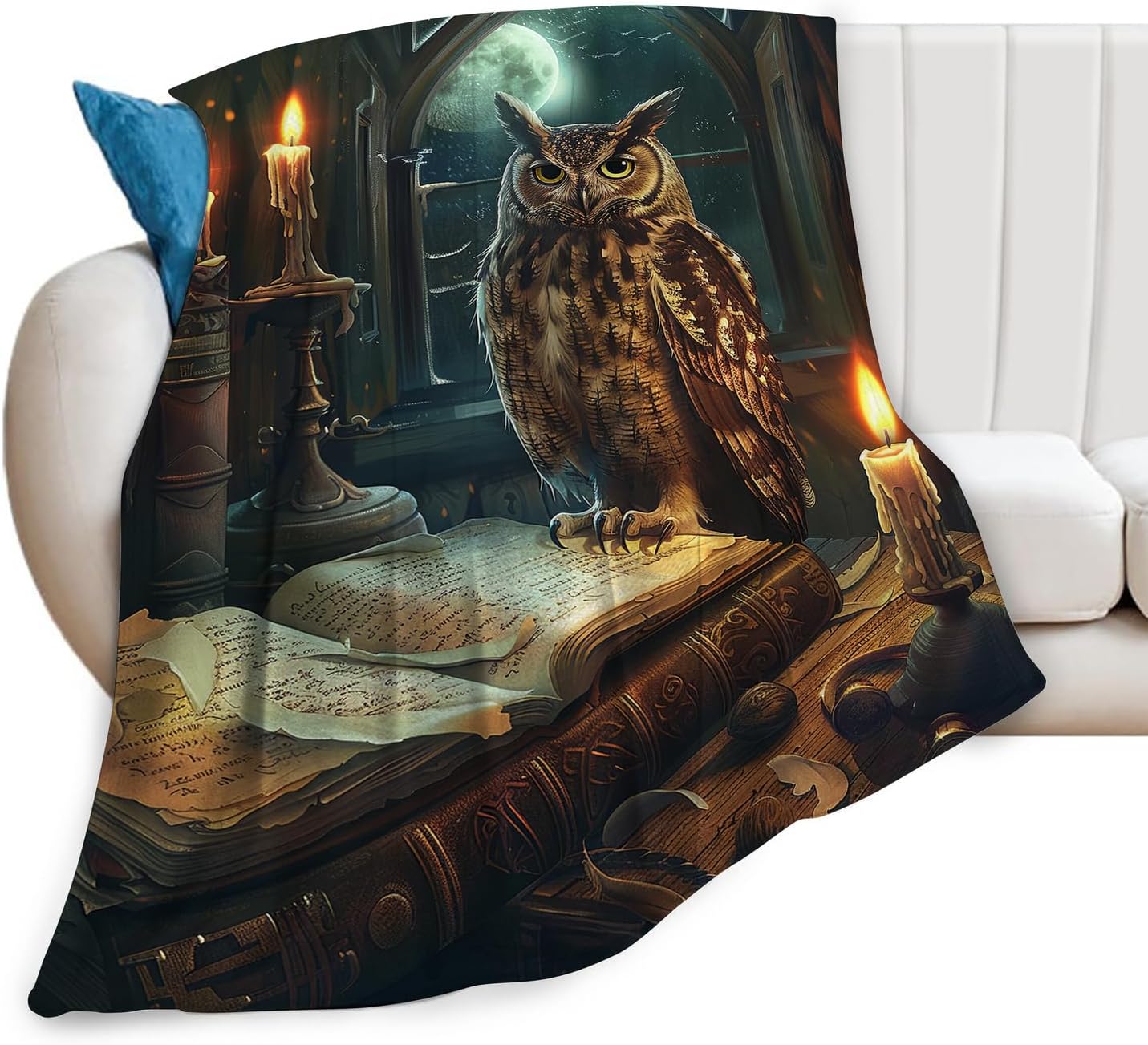 Owl Blanket Owls Gifts for Women Girls Book Throw Blanket Cozy Plush Fleece Flannel Lightweight Fuzzy Party Blankets for Bed Decor 50"X40"